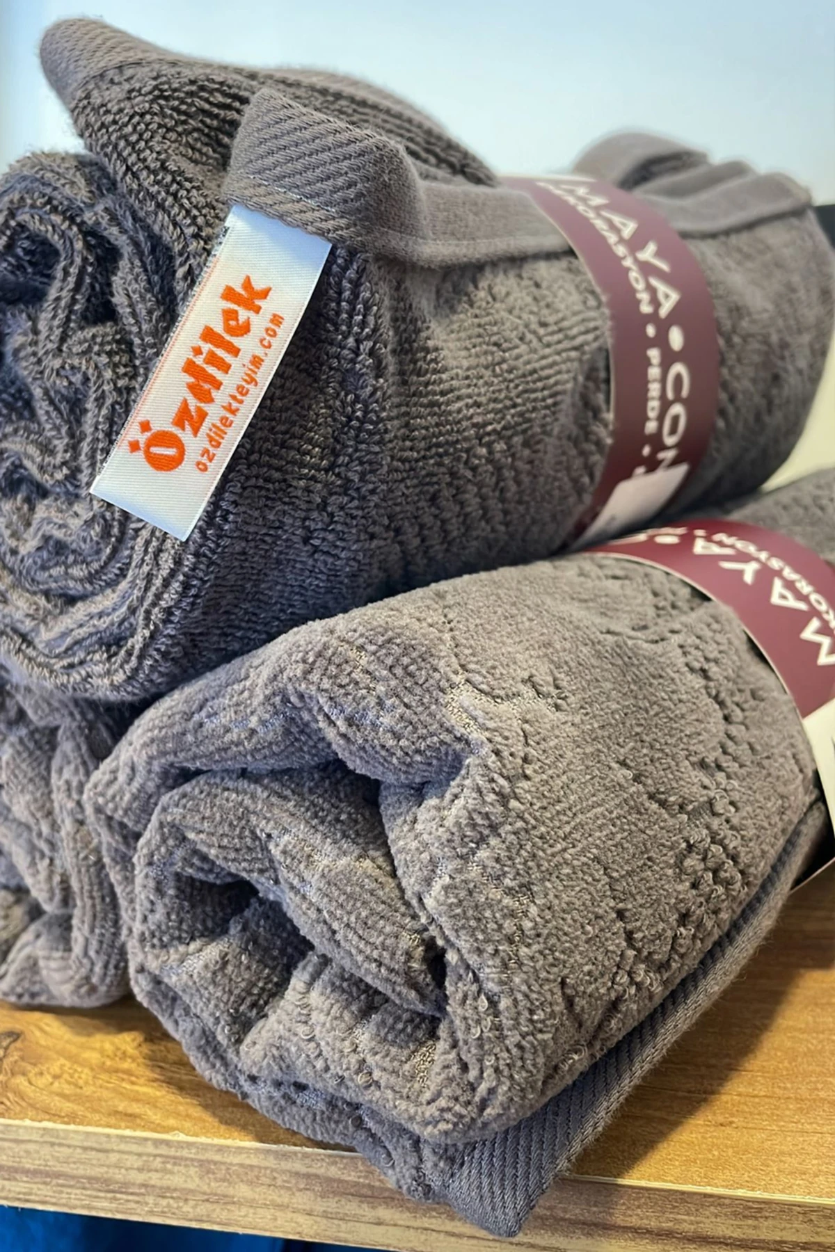 %100 Pamuk Kadife Curve Havlu Antrasit 50x90