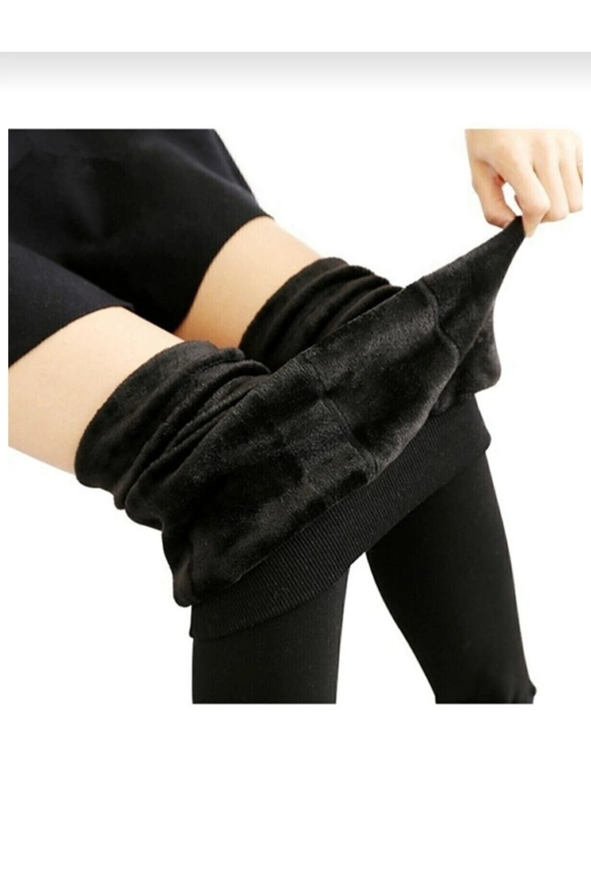 Lorasa Tayt Içi Peluşlu Siyah Likralı Yüksel Bel Kışlık Termal