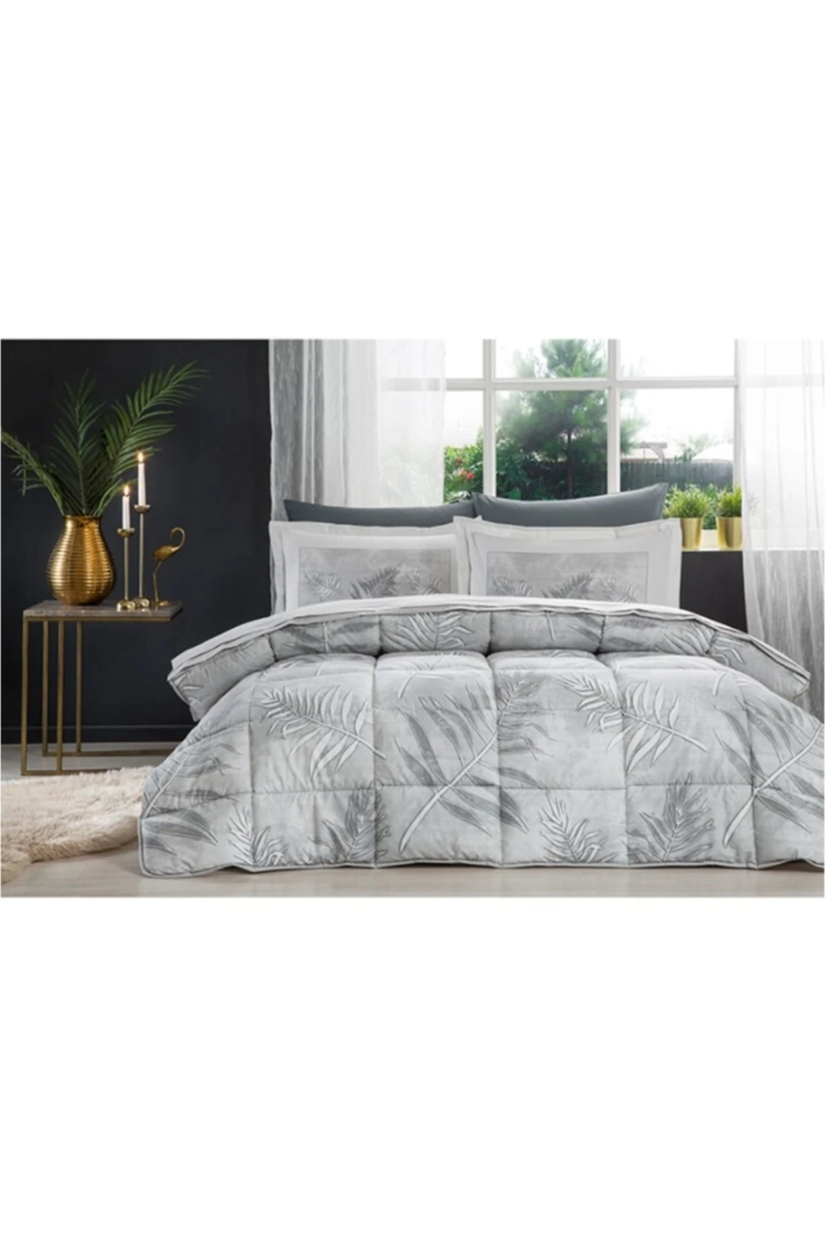 Frunze Çift Kişilik Uyku Seti - Gri