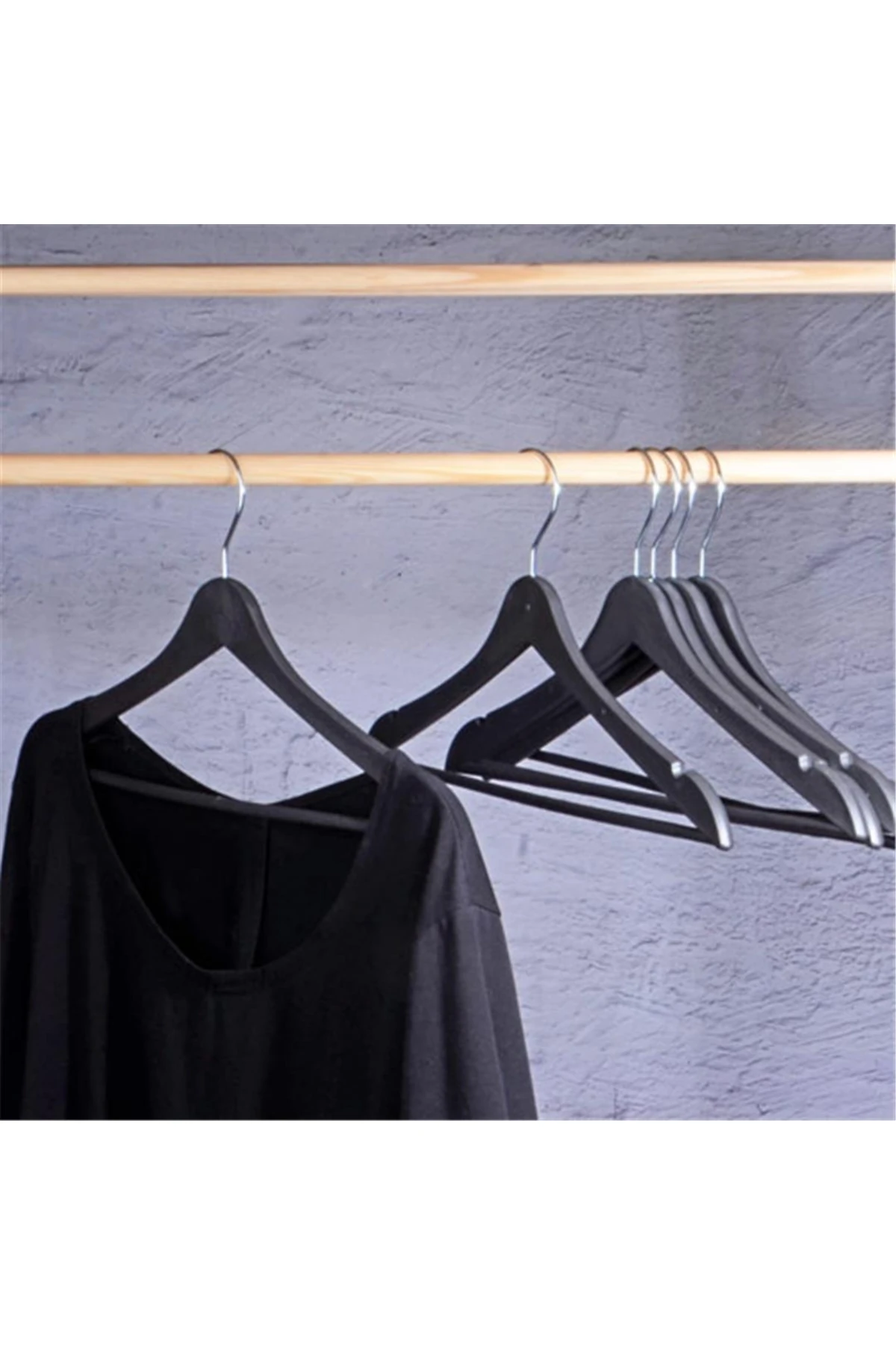 24 Adet Ahşap Görünümlü Plastik Askı