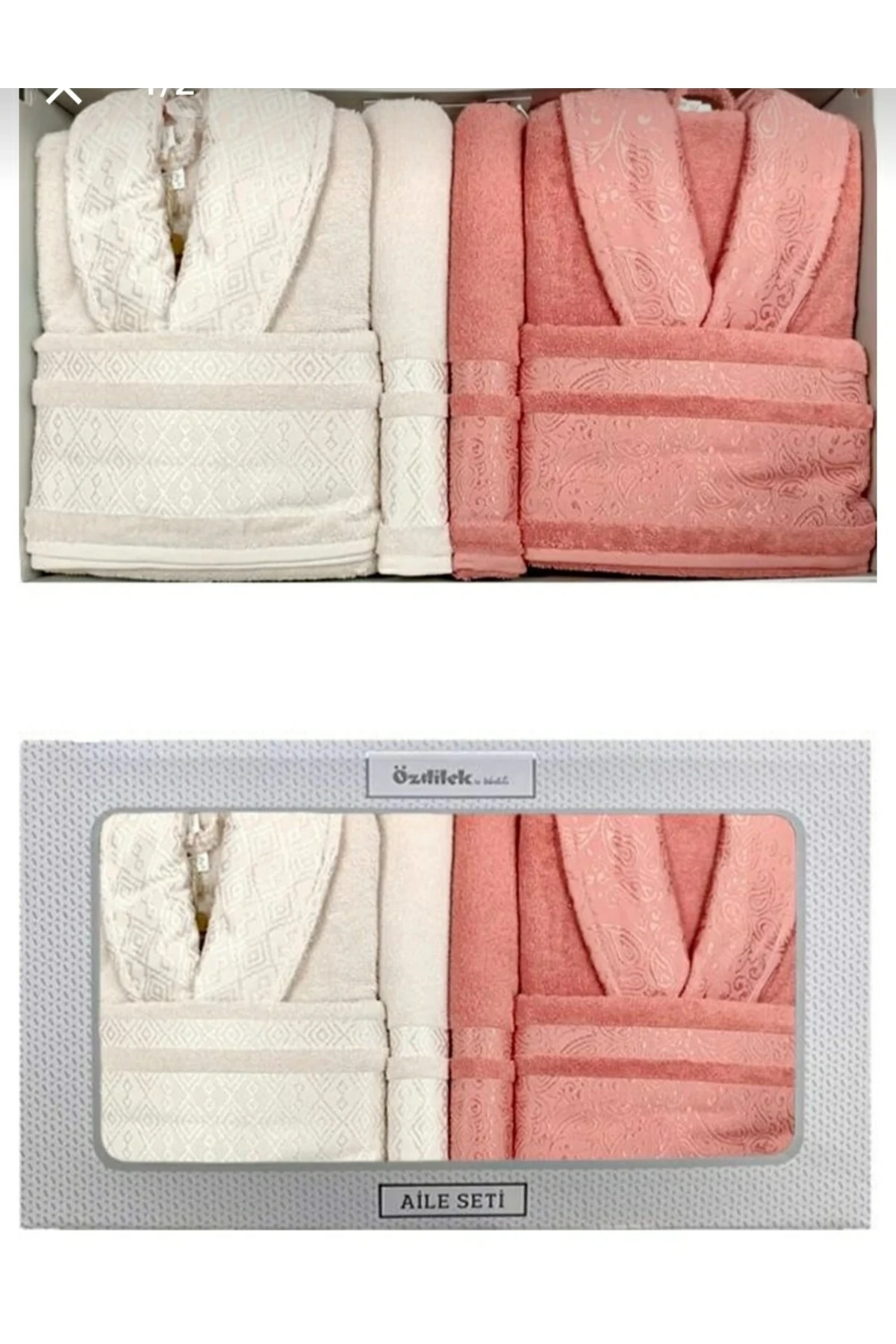 (6 Parça) Dory Aile Bornoz Seti Bej-Kiremit