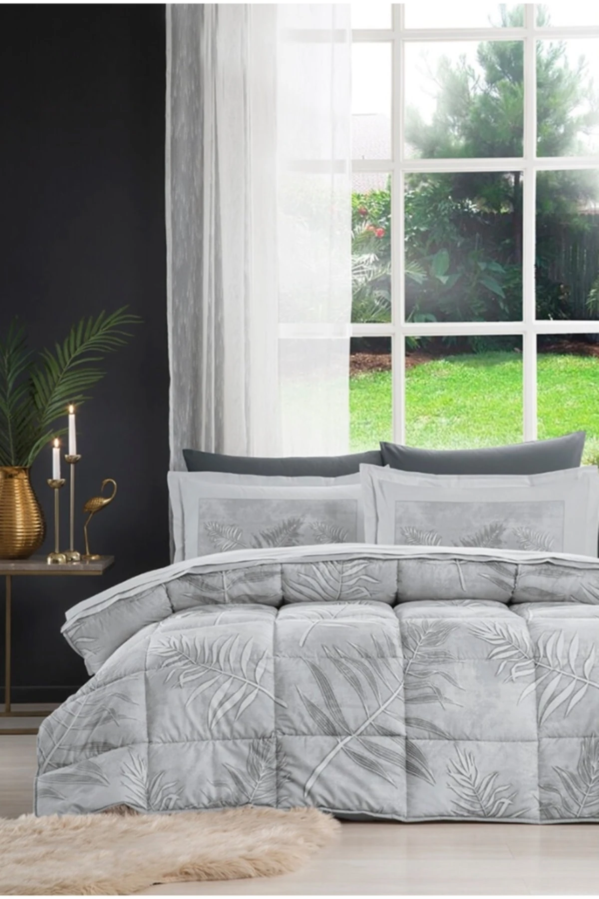 Frunze Çift Kişilik Uyku Seti - Gri