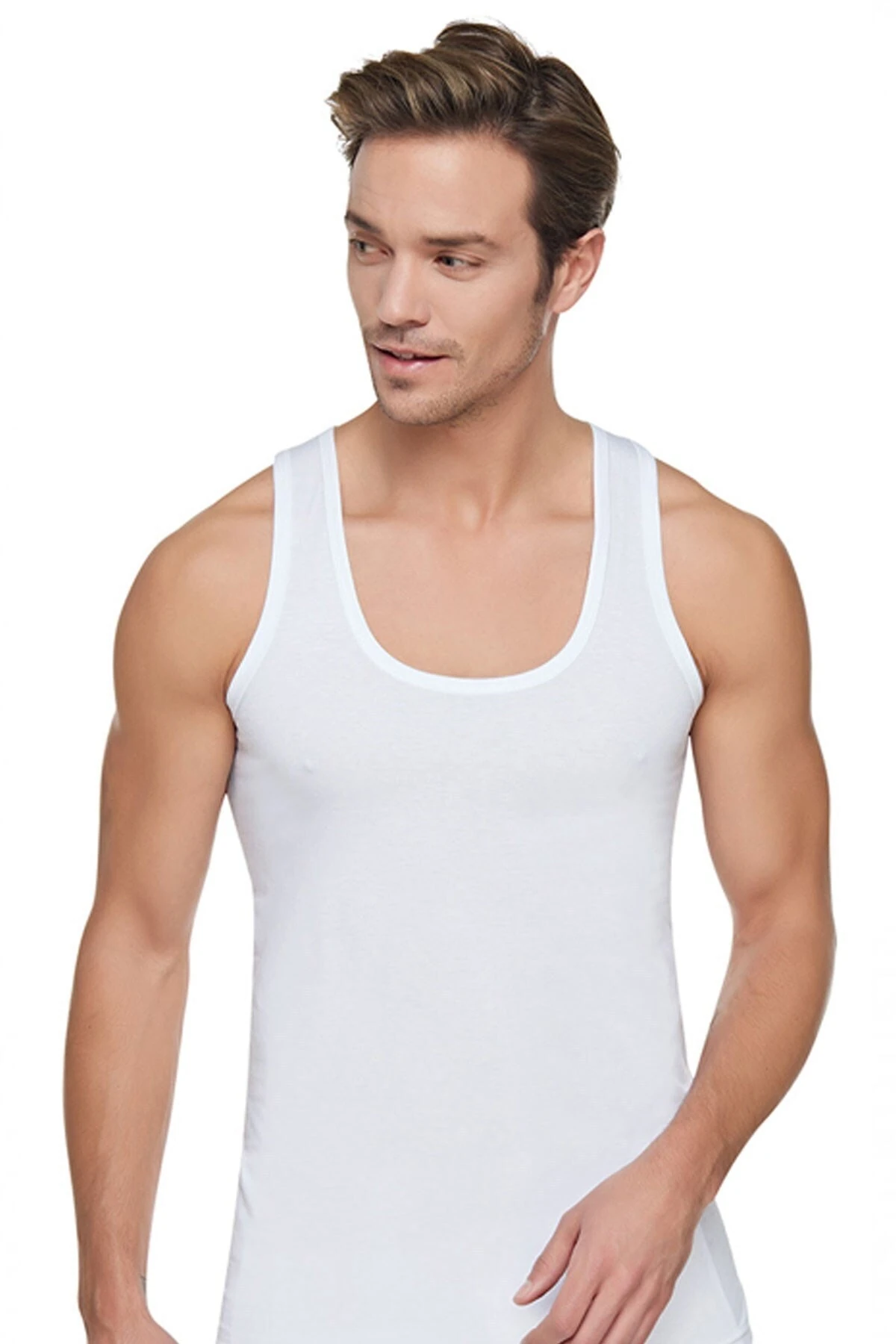 1 Adet Erkek Beyaz Pamuklu Penye Atlet