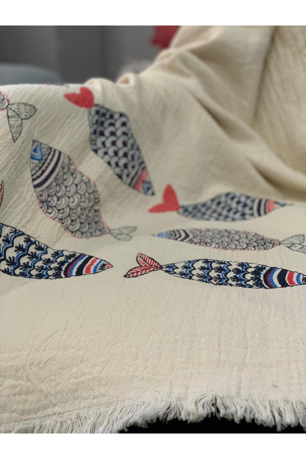 Müslin Kumaş El Baskılı Pamuk 100x180 Peştemal