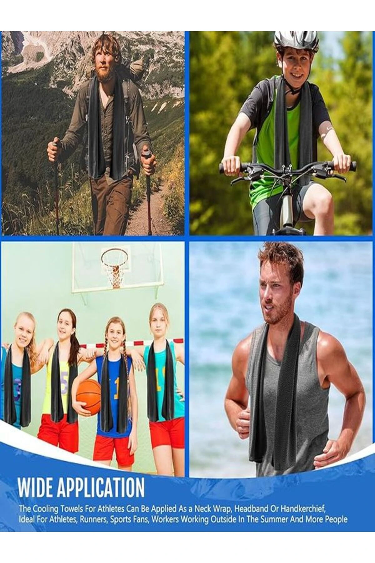 Serinletici Havlu Fular Cold Towel Sporcu Havlu 80 x 35 Cm Soğutma Havlusu Sporcu Soğuk Uygulama