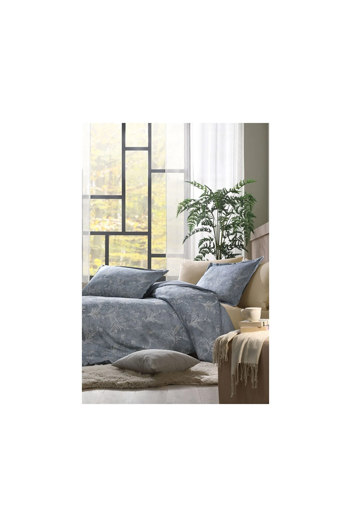 Flor Espiral Çift Kişilik Nevresim Takımı Mavi