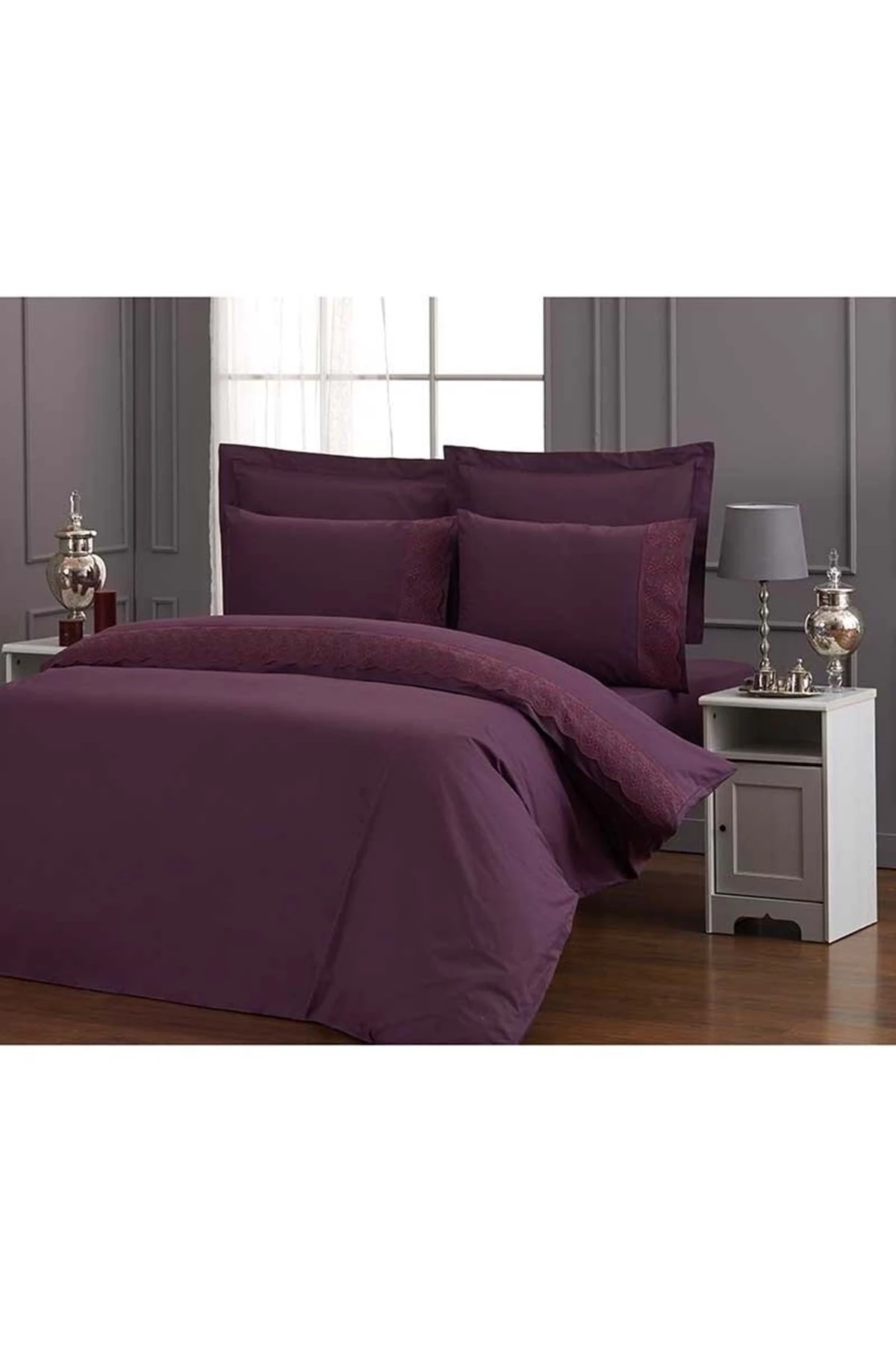 16 Parça Çeyiz Seti, Gelin Seti Yatak Ört Nevresim Tk Battaniye Bornoz Seti-branch Mürdüm