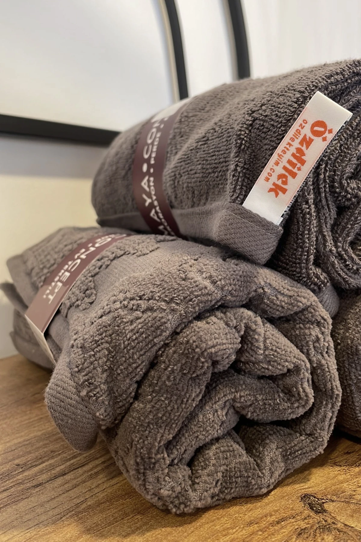 %100 Pamuk Kadife Curve Havlu Antrasit 50x90