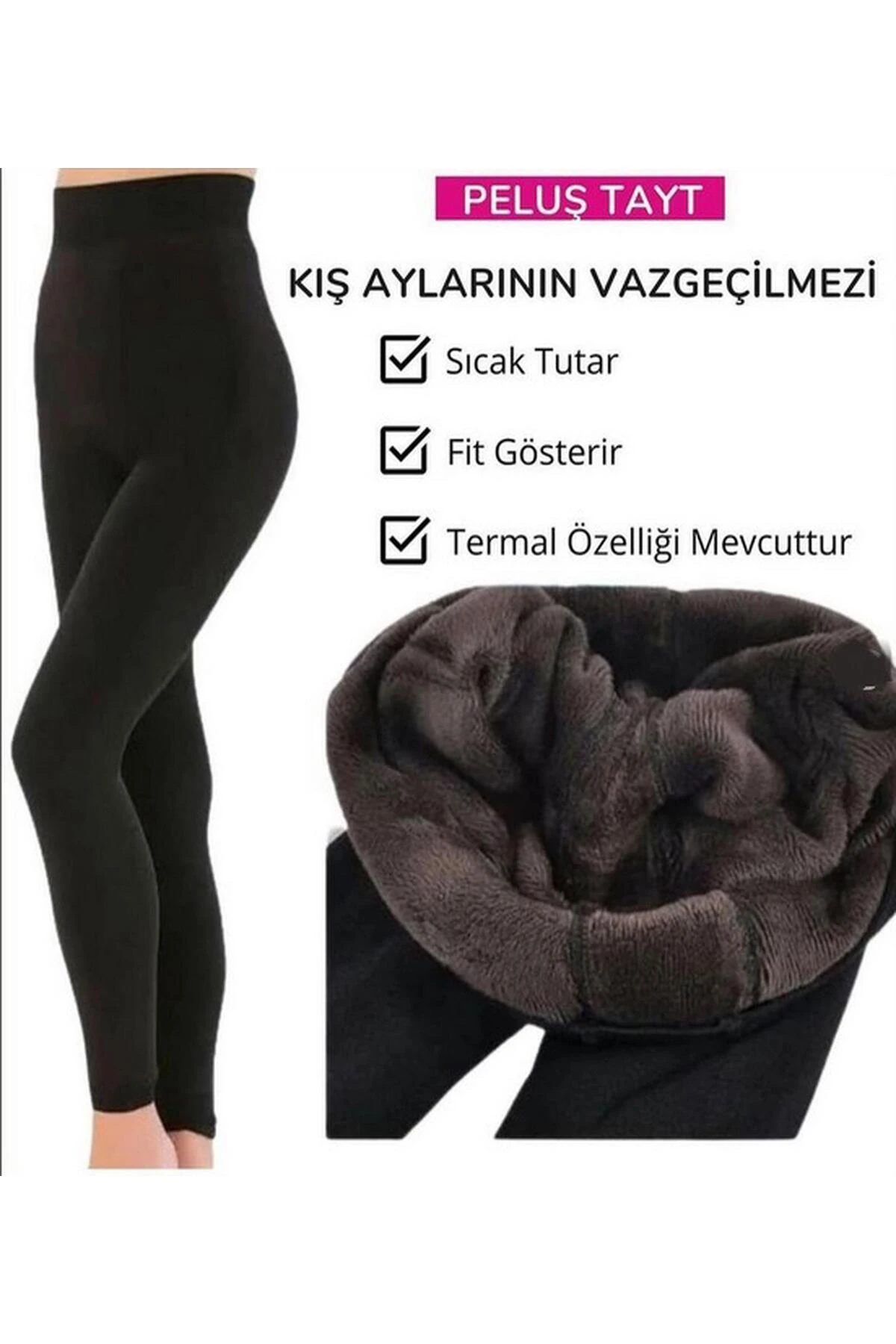 Larosa Kadın Peluş Termal Tayt - 2 Adet