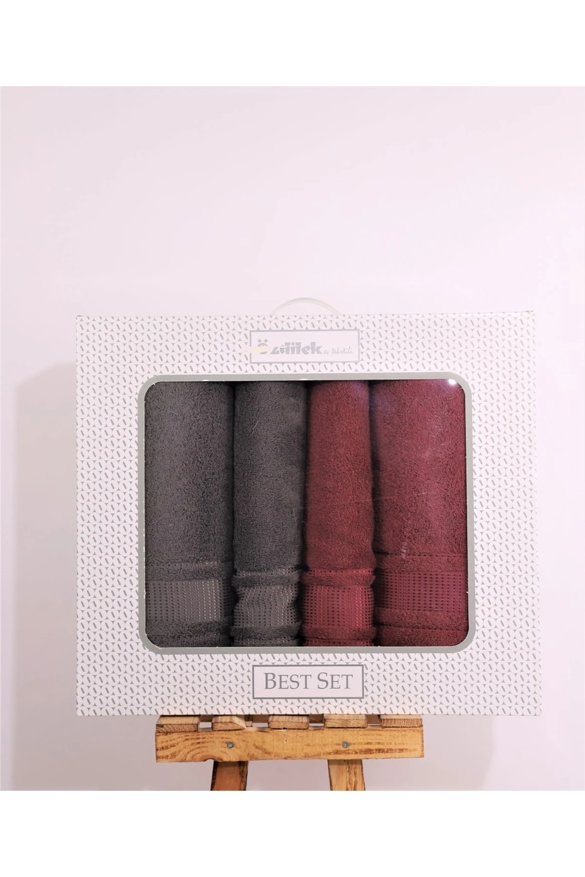 Colourist Best Set Pamuklu (hamam Takımı) Antrasit- Koyu Pembe