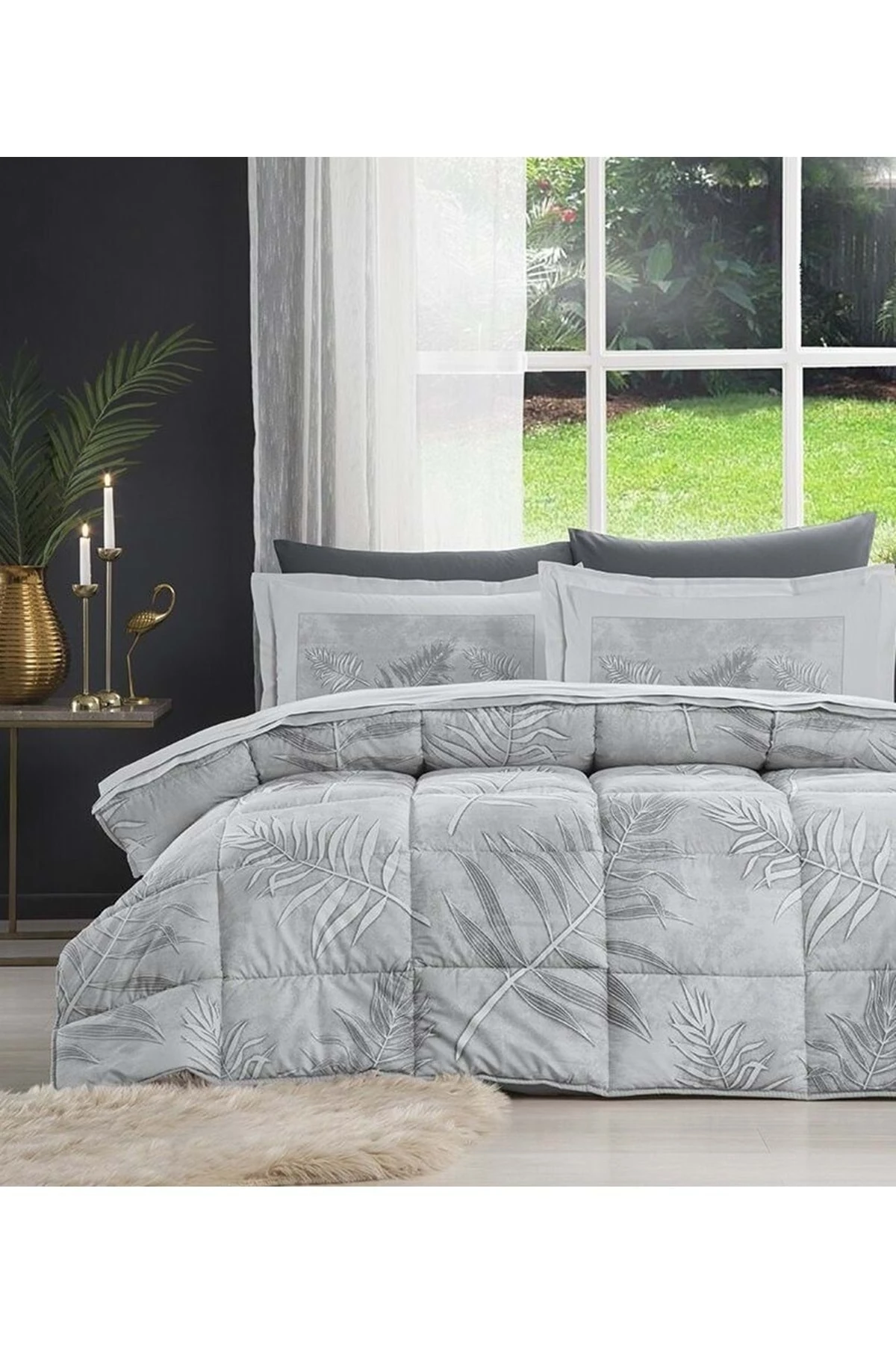 Frunze Çift Kişilik Uyku Seti - Gri