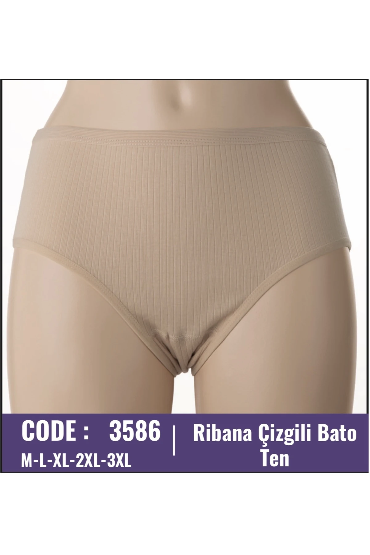 Kadın %100 Pamuk 6 Lı Paket Ribana Fitilli Yüksek Bel Bato Külot
