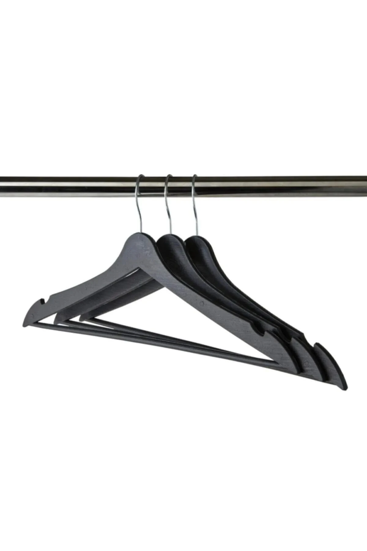12 Adet Ahşap Görünümlü Plastik Askı Siyah Elbise Gömlek Pantolon Askısı Ağır Sağlam Kaliteli