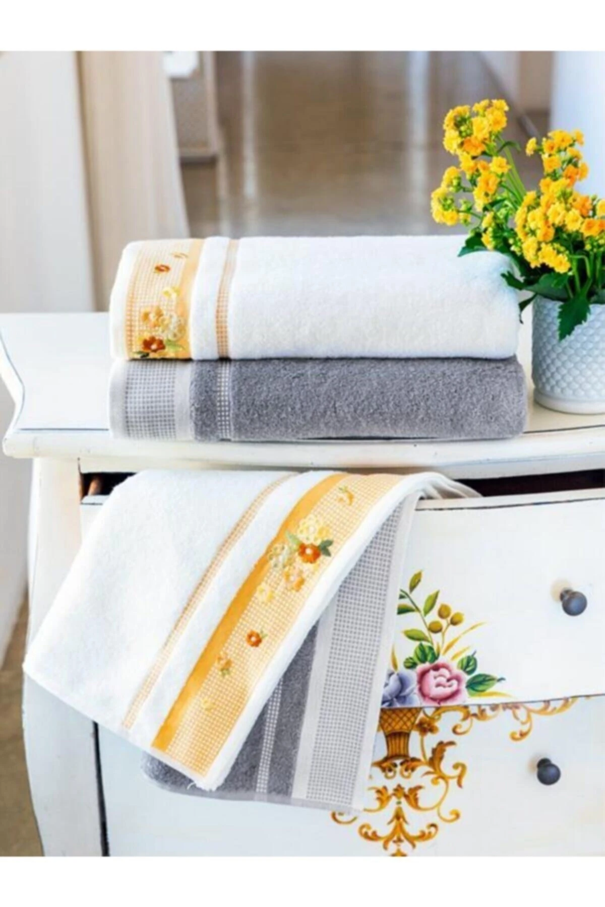 Rose Bud Best Set (hamam Takımı)- Hardal Gri