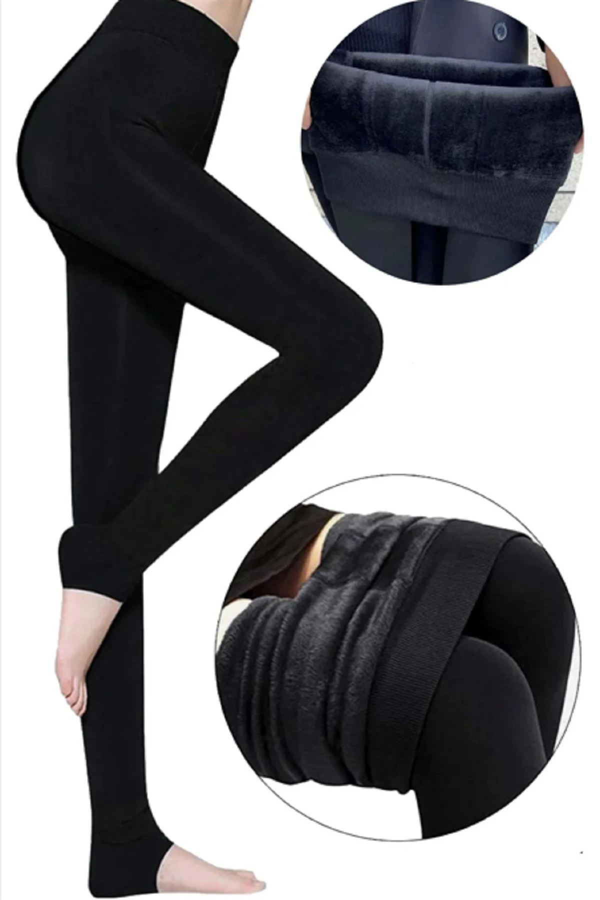 Kadın Peluş Termal Kışlık Tayt Siyah Renk Külotlu Kalın Içi Polarlı Külotlu Çorap Tayt
