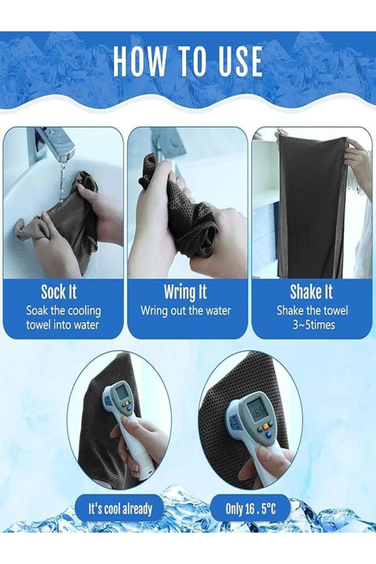 Serinletici Havlu Fular Cold Towel Sporcu Havlu 80 x 35 Cm Soğutma Havlusu Sporcu Soğuk Uygulama