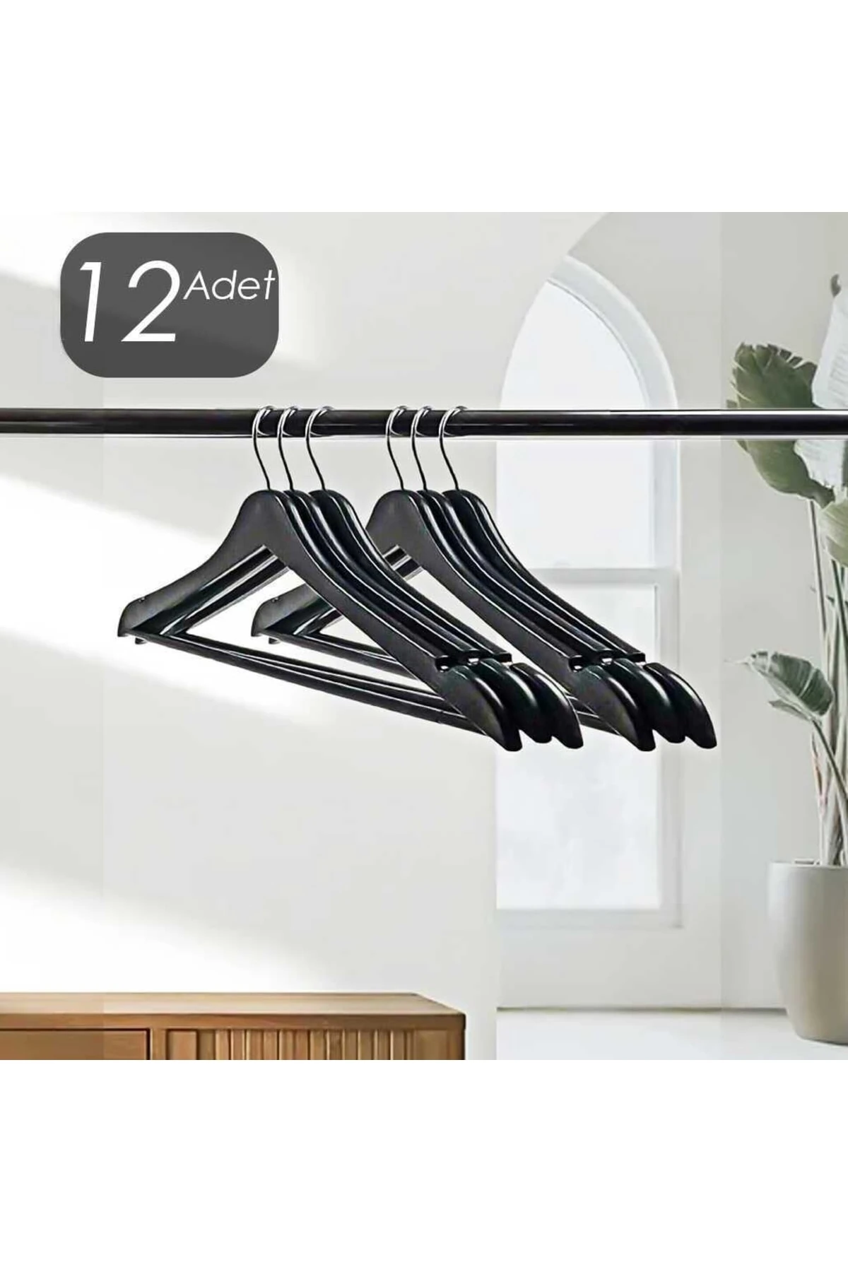 12 Li Ahşap Görünümlü Plastik Askı A Kalite Ahşap Görünümlü Askı