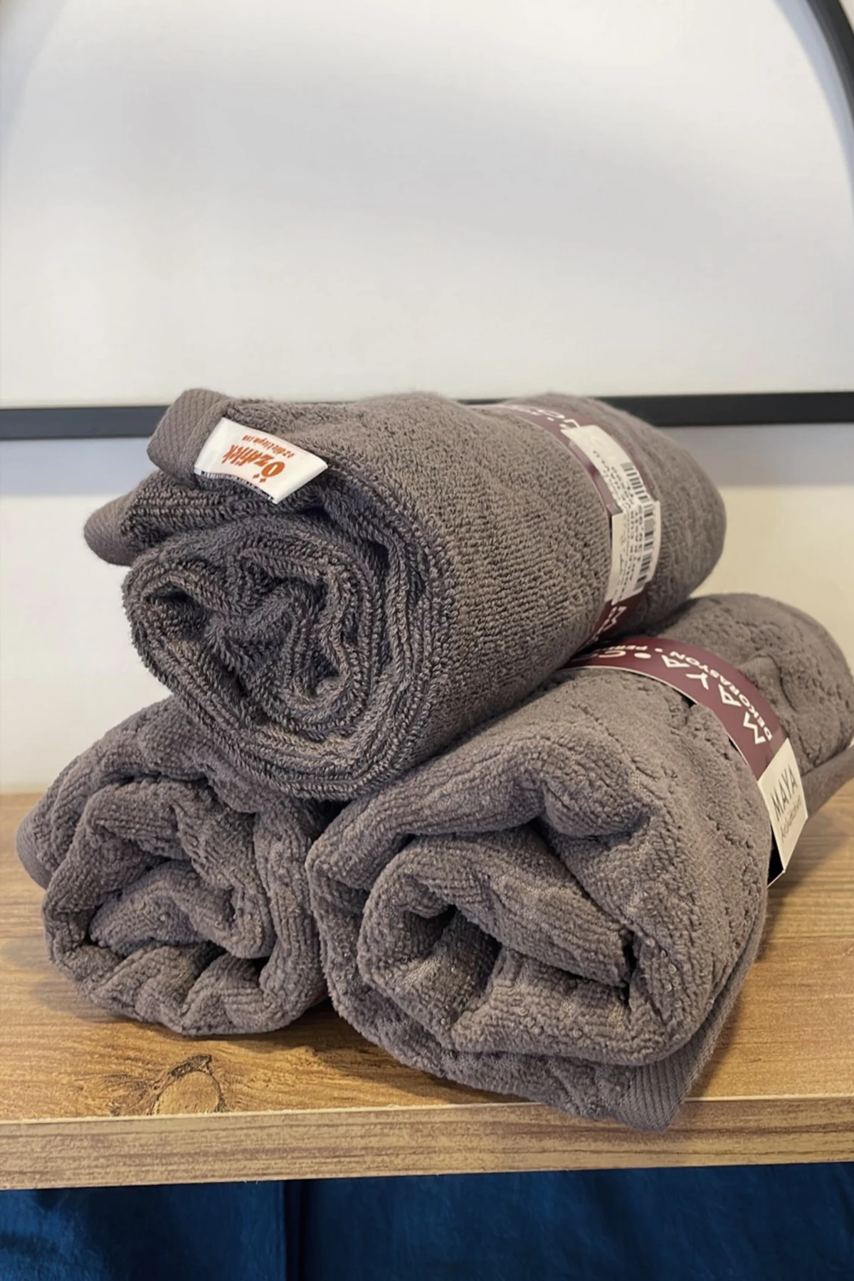 %100 Pamuk Kadife Curve Havlu Antrasit 50x90