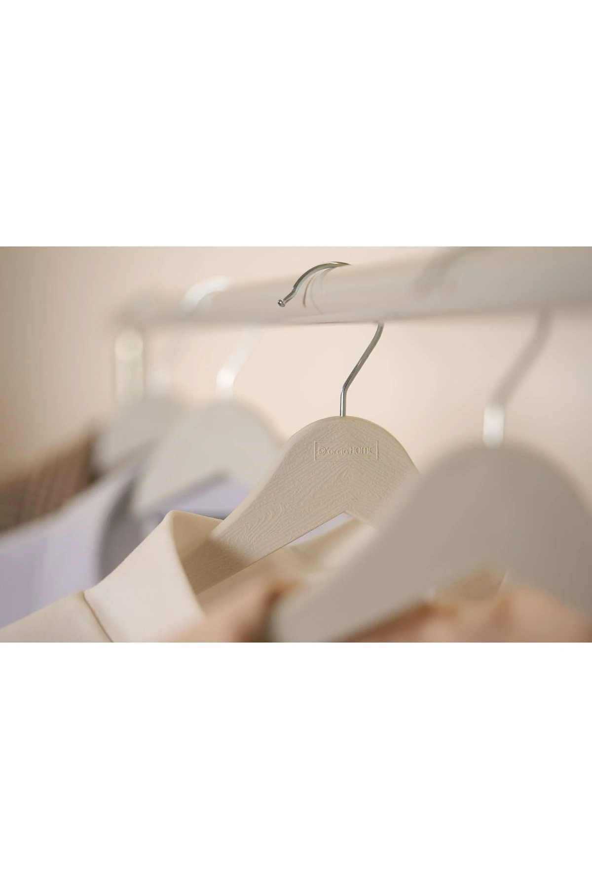 12 12 Adet Beyaz Lüks Askı Ahşap Görünümlü Plastik A Kalite Askı Beyaz Elbise Plastik