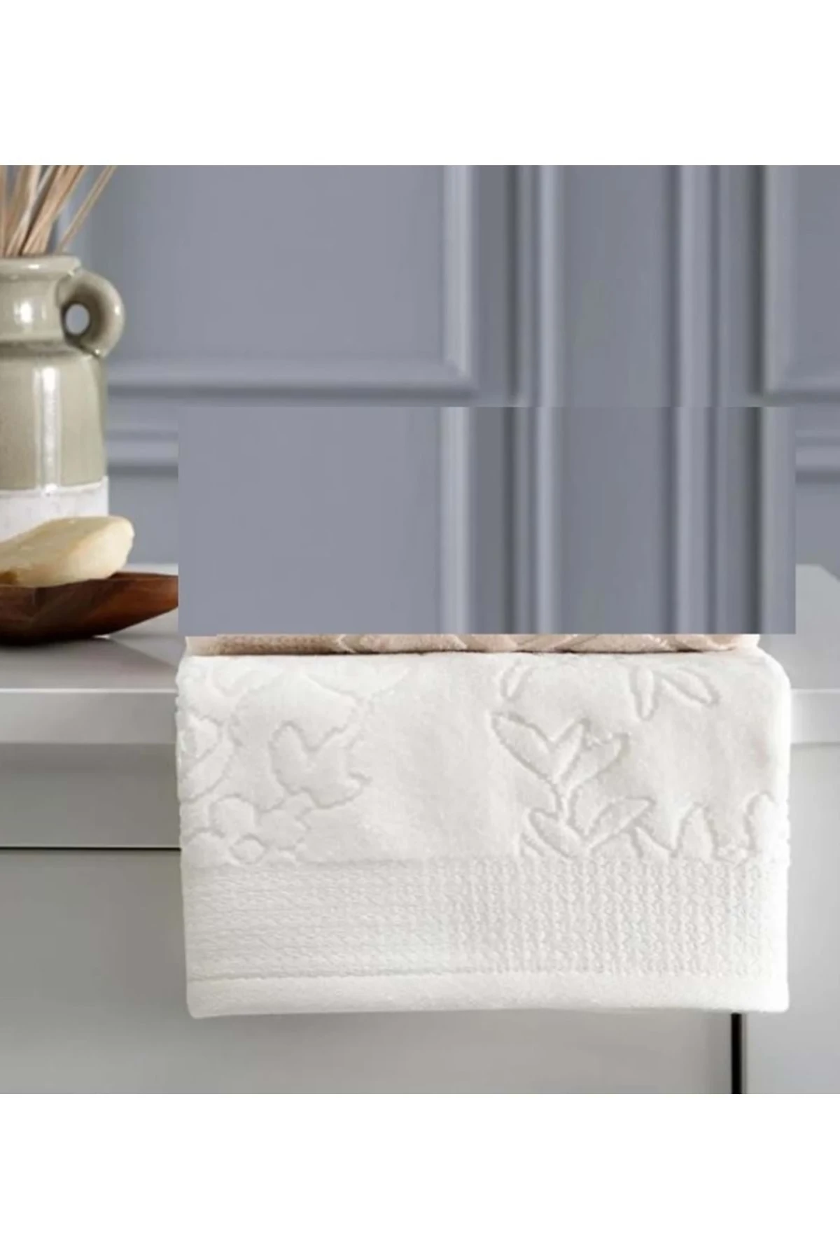 1 Adet Pamuklu El-yüz Havlusu (50x80)-pastoral Byn Krem