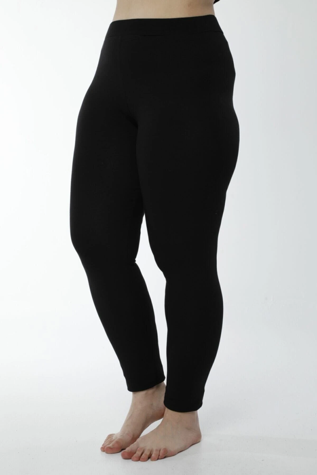 Kadın Siyah Büyük Beden Rahat Doku Battal Boy Uzun Tayt