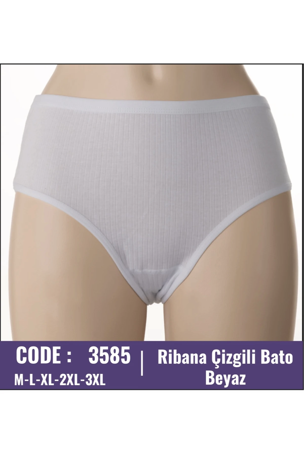 Kadın %100 Pamuk 6 Lı Paket Ribana Fitilli Yüksek Bel Bato Külot