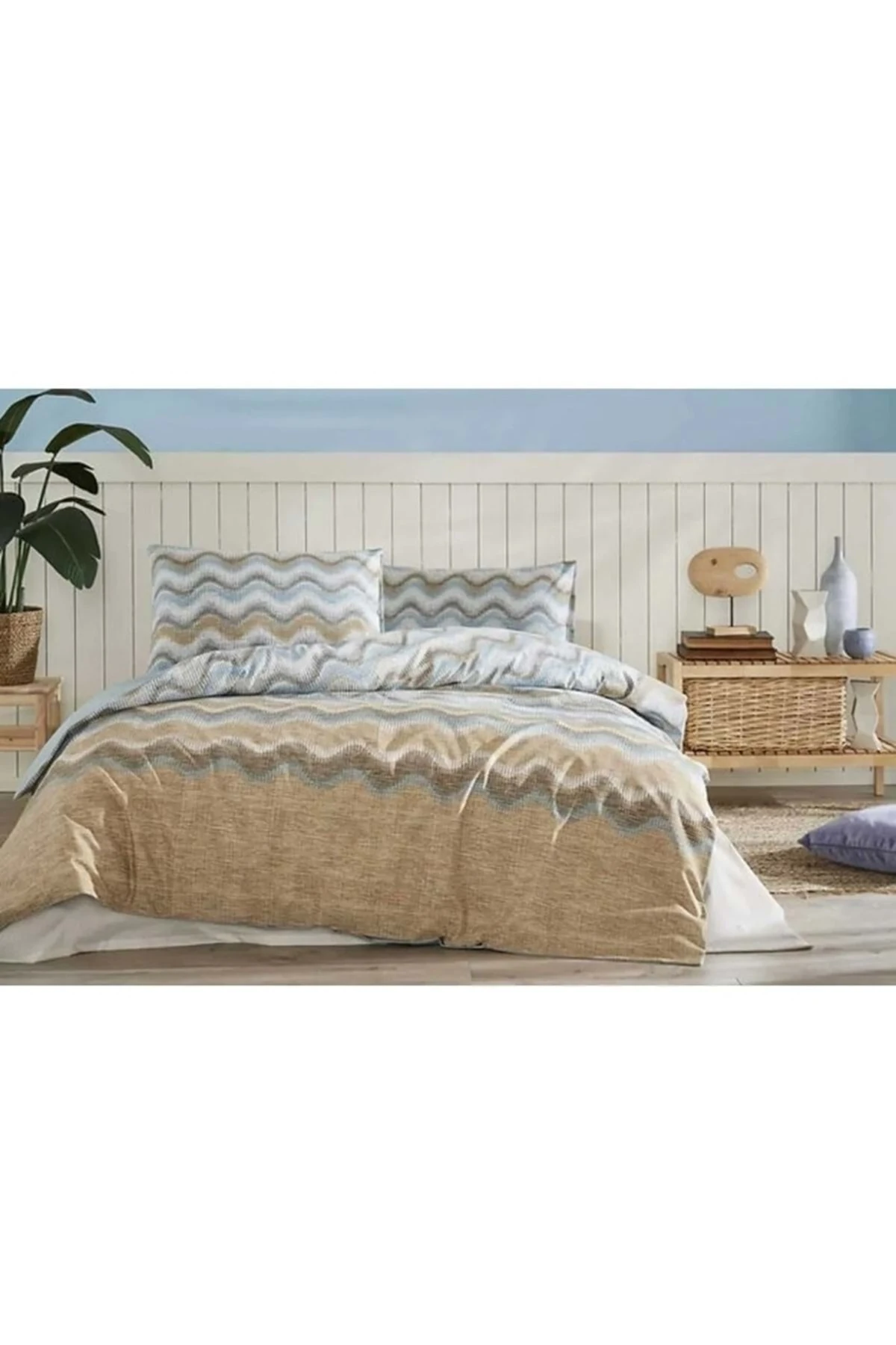 Nev Serisi Tek Kişilik Nevresim Takımı-Undulatis Mavi