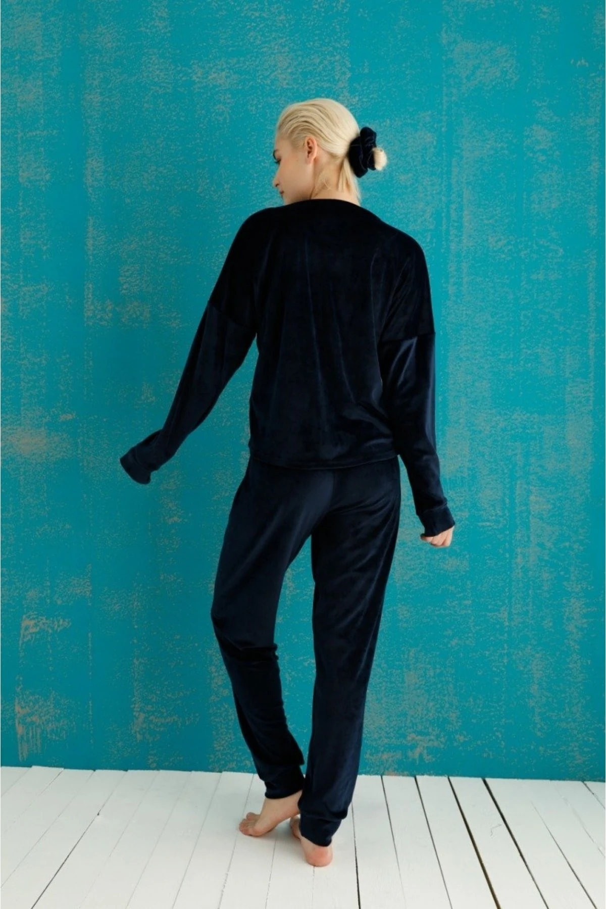 4200-2 Kadın Baskılı Kadife Pijama Takımı