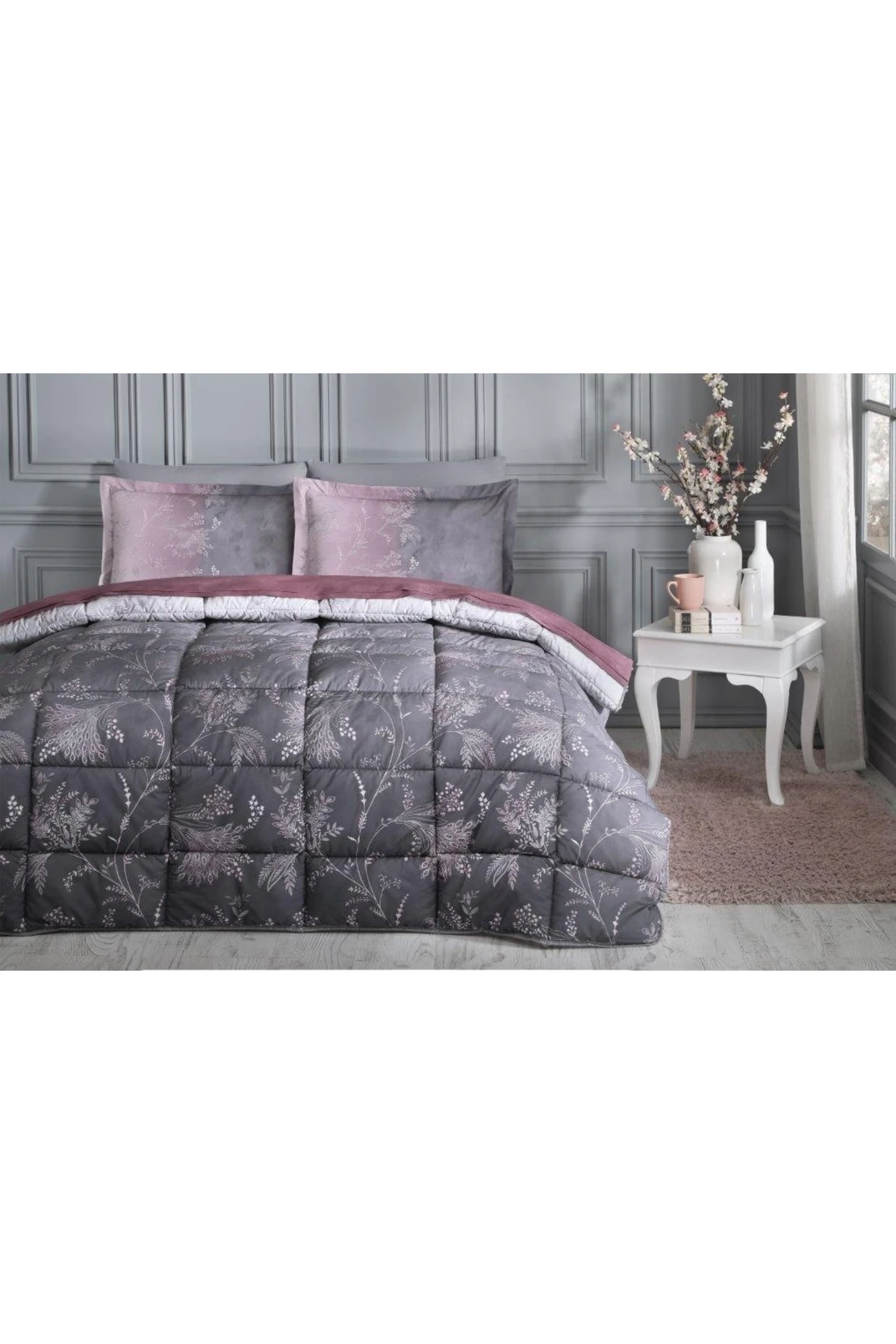 Çift Kişilik Uyku Seti Mor Ditsy