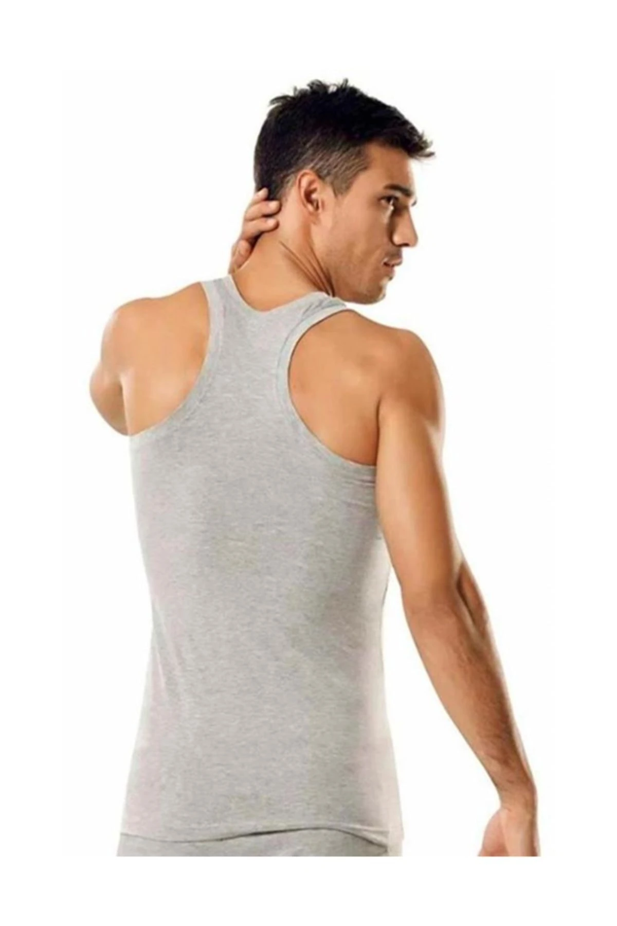 2'li Paket Tutku Erkek Sporcu Erkek Rambo Atlet Siyah-Beyaz-Gri