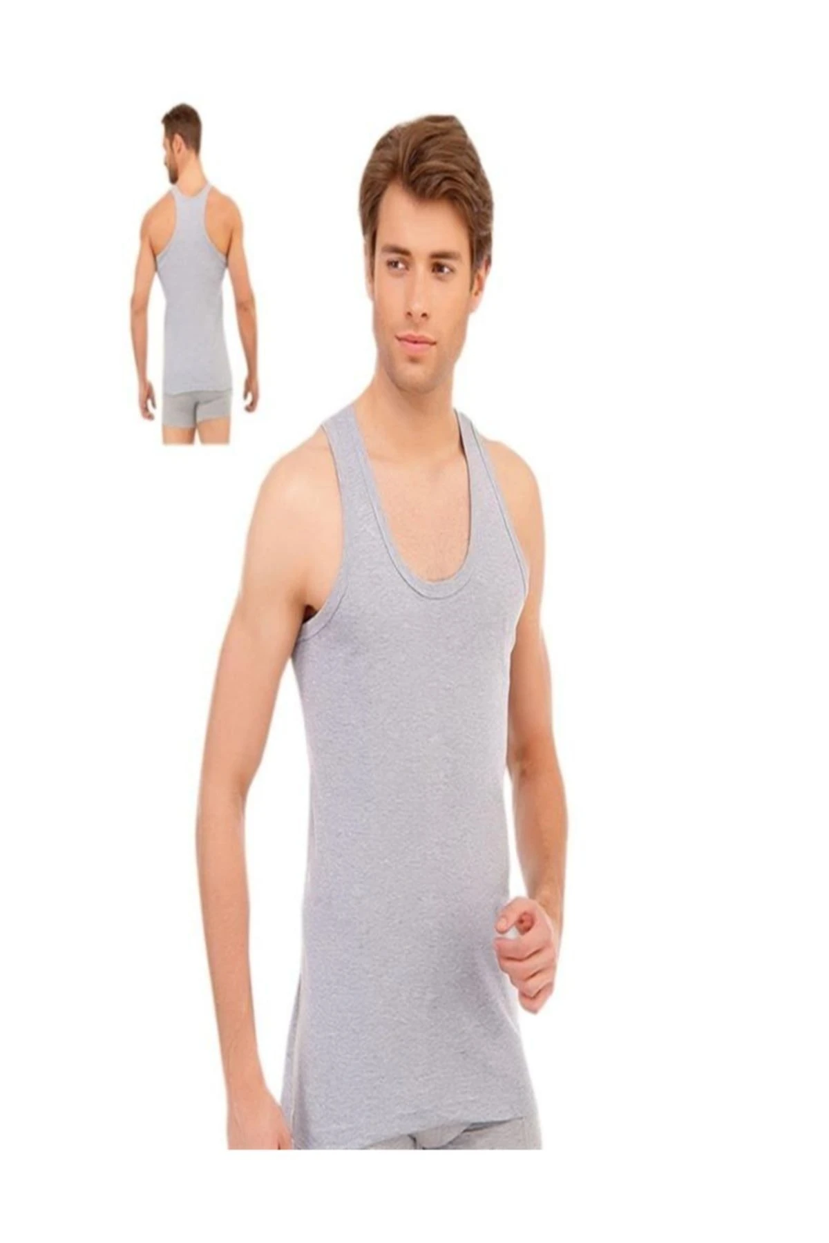 2'li Paket Tutku Erkek Sporcu Erkek Rambo Atlet Siyah-Beyaz-Gri