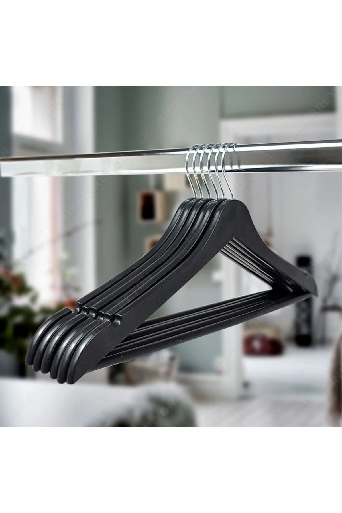 12 Li Ahşap Görünümlü Plastik Askı A Kalite Ahşap Görünümlü Askı