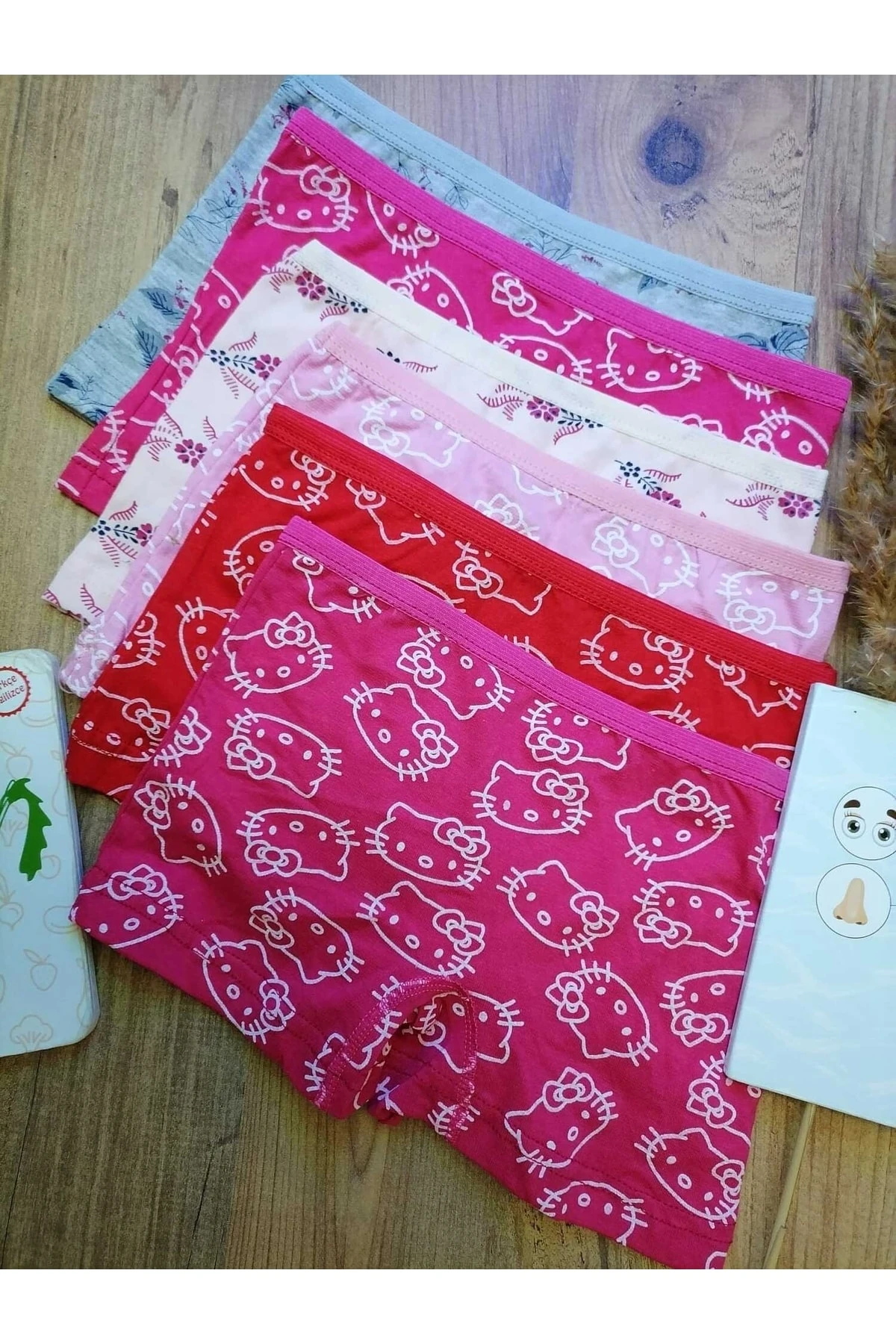 Kız Çocuk Desenli Likralı Penye Boxer - Karışık Renk - 7-8 Yaş 6'lı