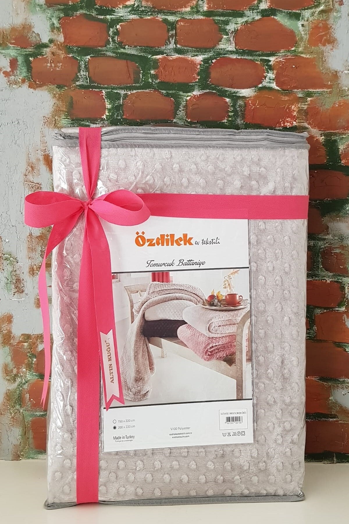 Tomurcuk Battaniye Çift Kişilik 200x220 Cm- Gümüş