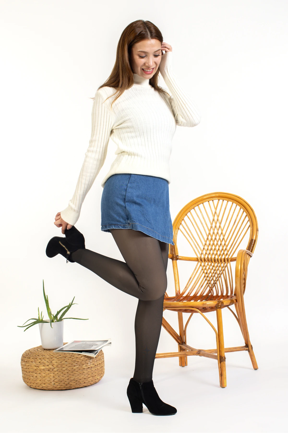 Kadın Peluş Kışlık Termal Tayt Külotlu Çorap Yüksek Bel Toparlayıcı Içlik Ten Görünümlü