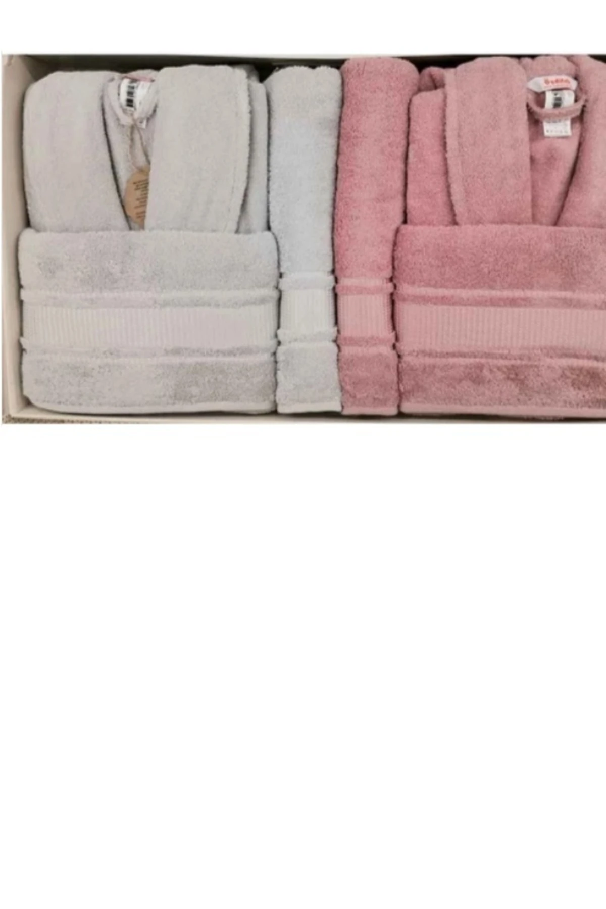 Colourist Aile Bornoz Seti Gri-pembe