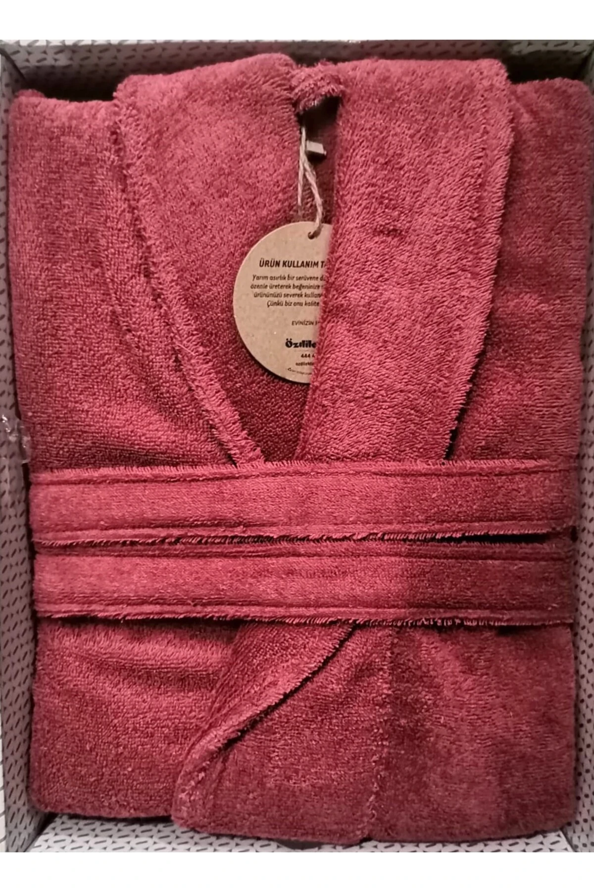 %100 Pamuk Colourist Şal Yaka Bornoz Açık Mercan