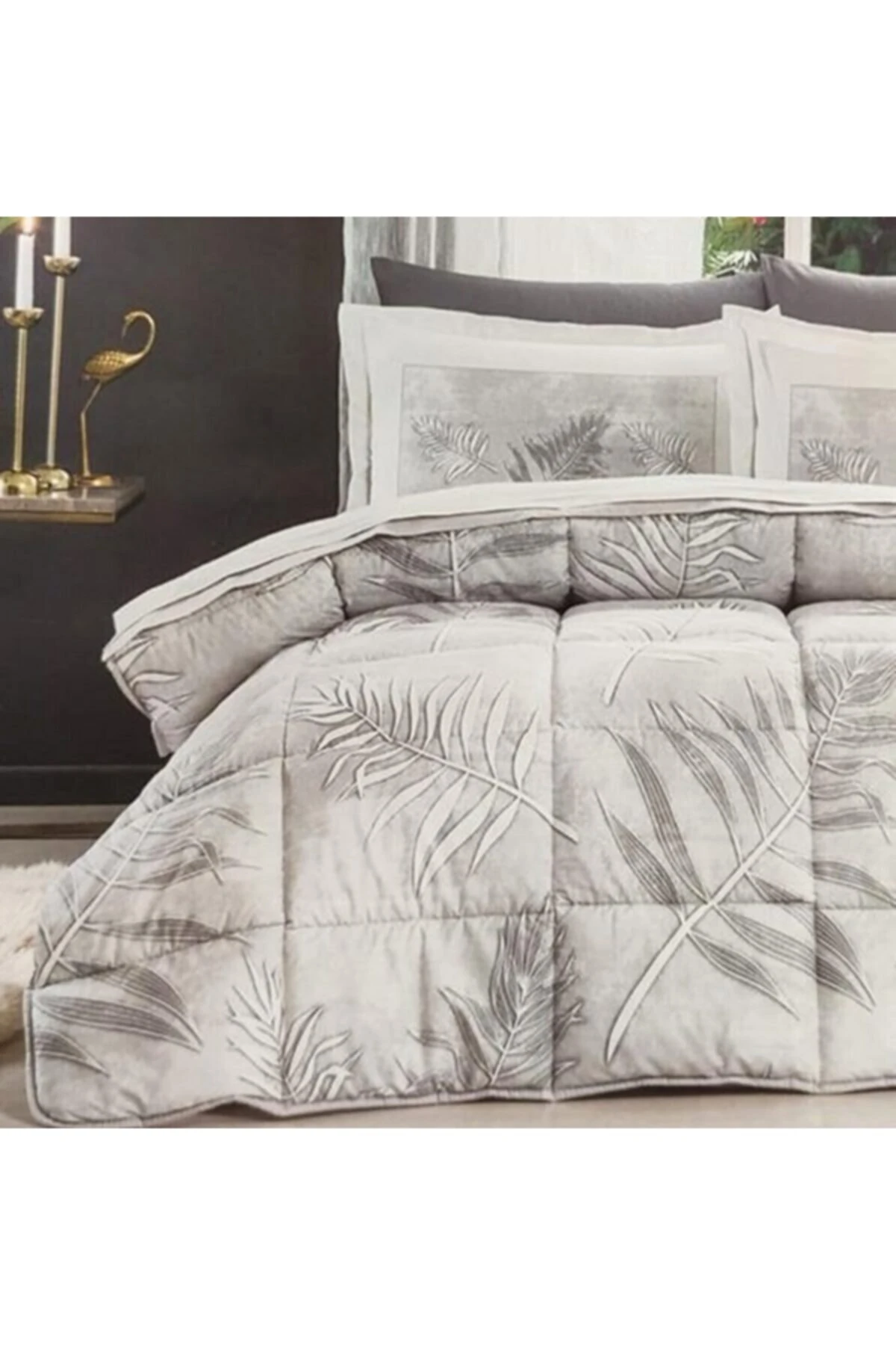 Frunze Çift Kişilik Uyku Seti Gri