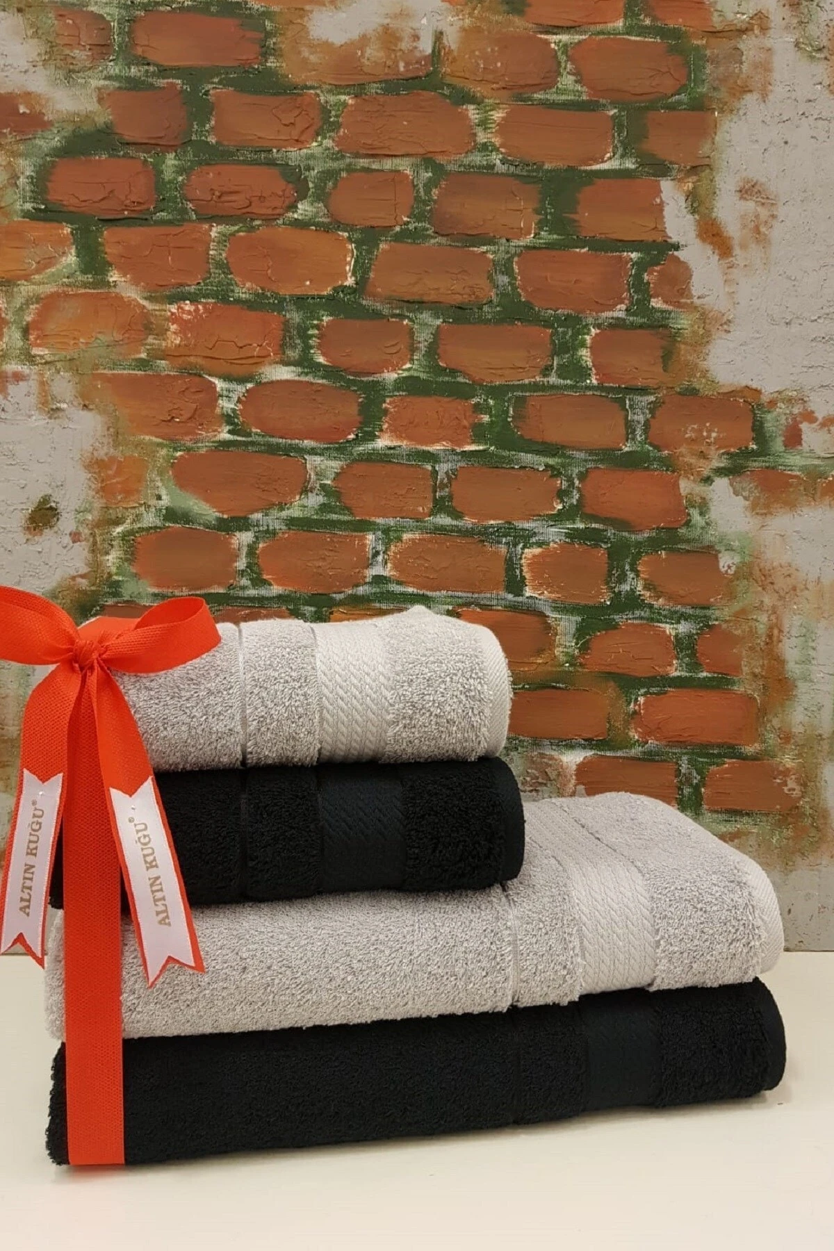 Trendy Banyo Havlu Seti 4'lü - Siyah A.gri