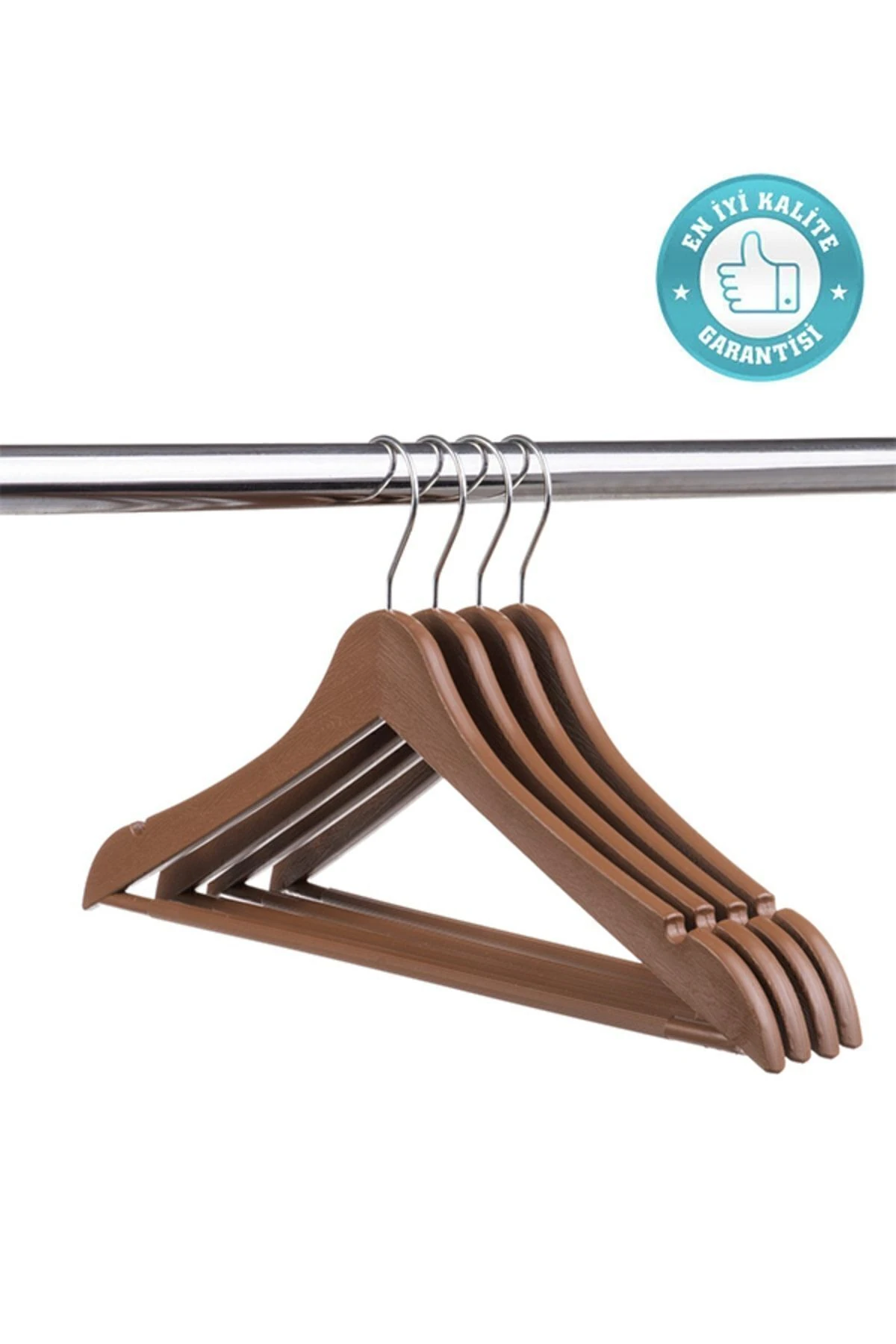 24 Adet Ahşap Görünümlü Askı Kıyafet Ve Elbise Askısı Kahverengi