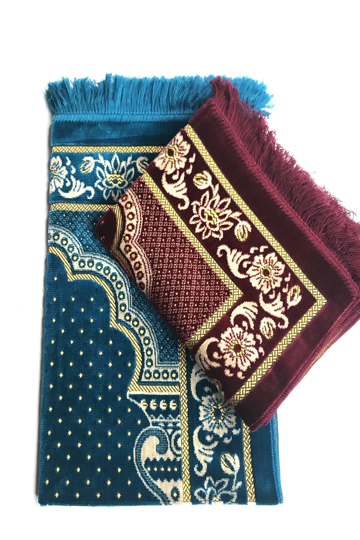 Düğün,nişan Bohçaları Için Lüks Dodya Kadife Seccade(Pudra,turkuaz),tesbih,takke