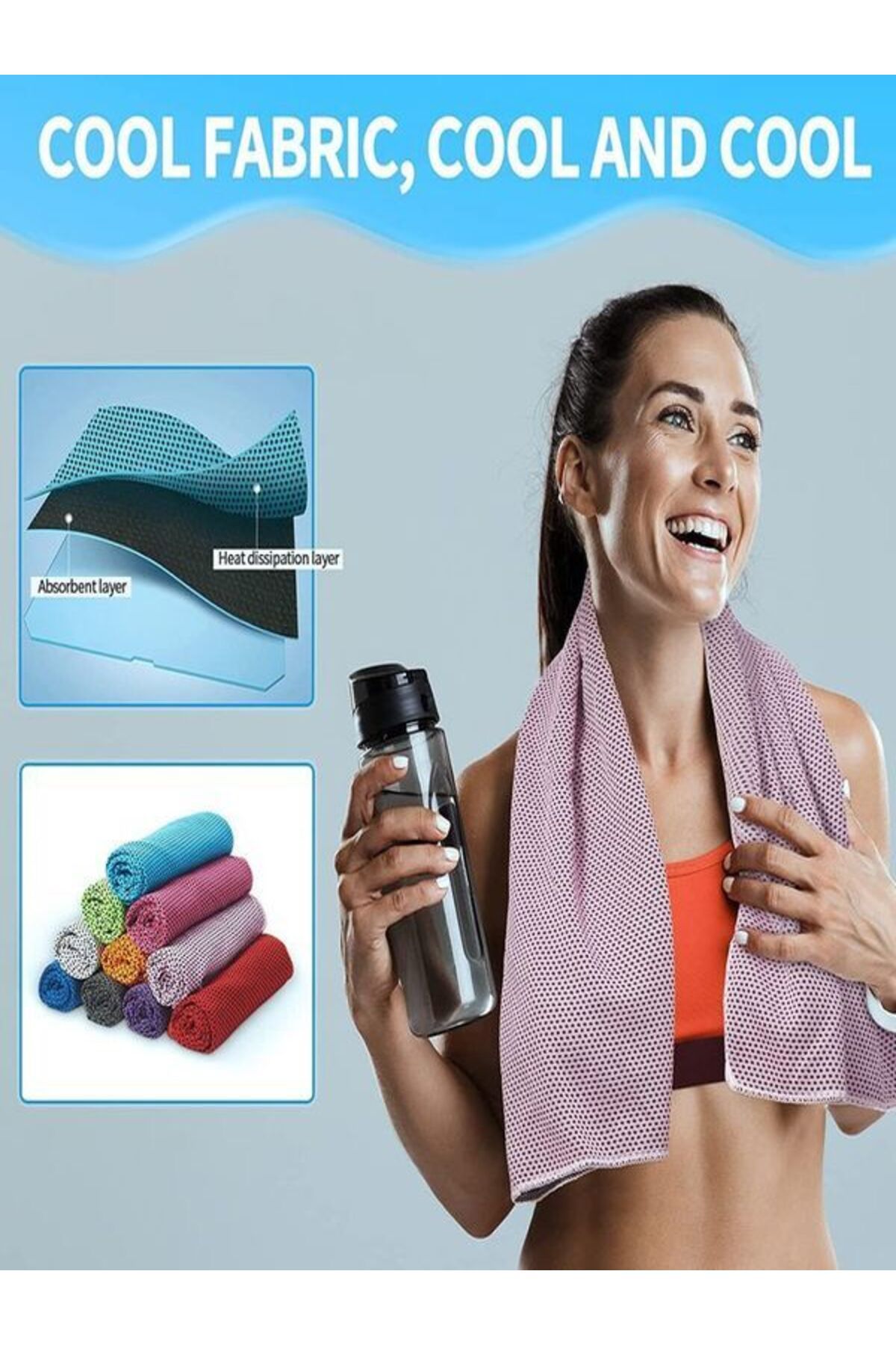 Serinletici Havlu Fular Cold Towel Sporcu Havlu 80 x 35 Cm Soğutma Havlusu Sporcu Soğuk Uygulama