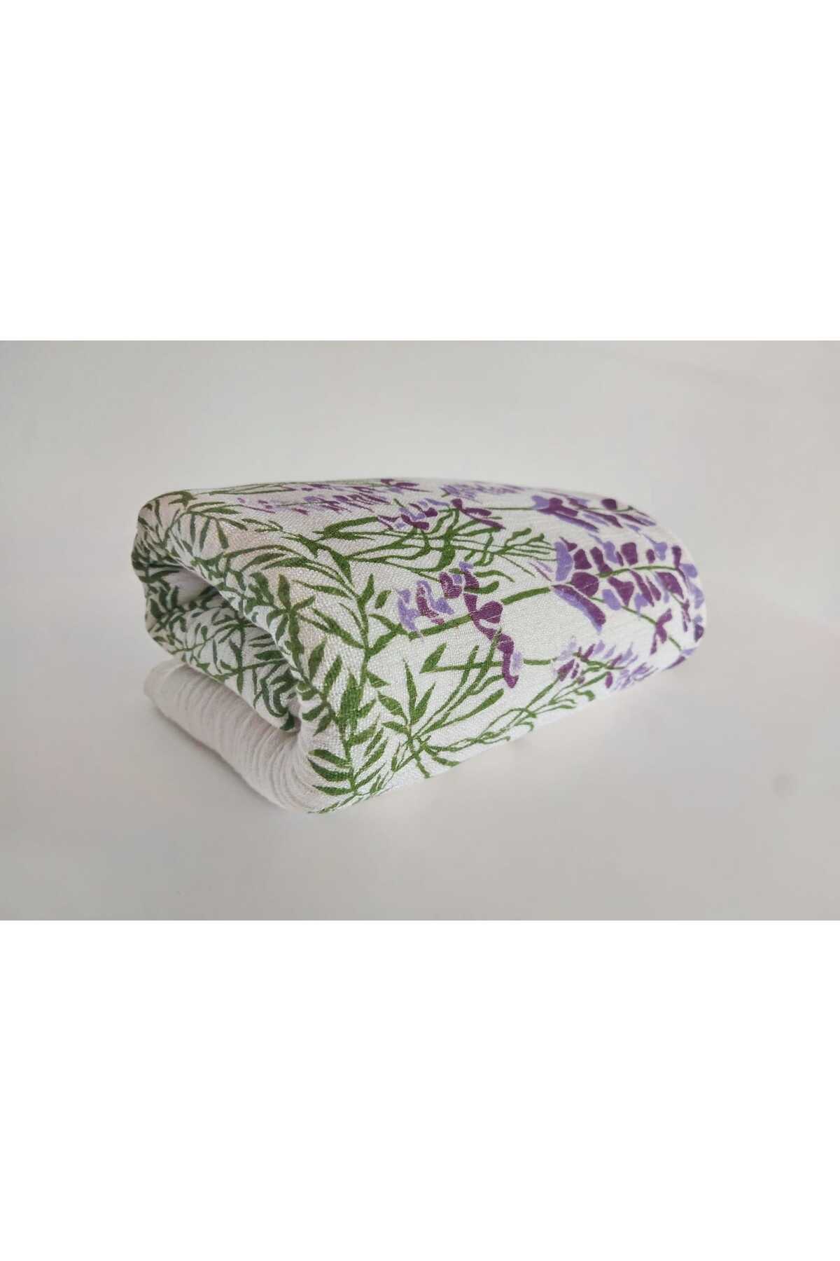 Lavanta Çiçekli Müslin Peştemal