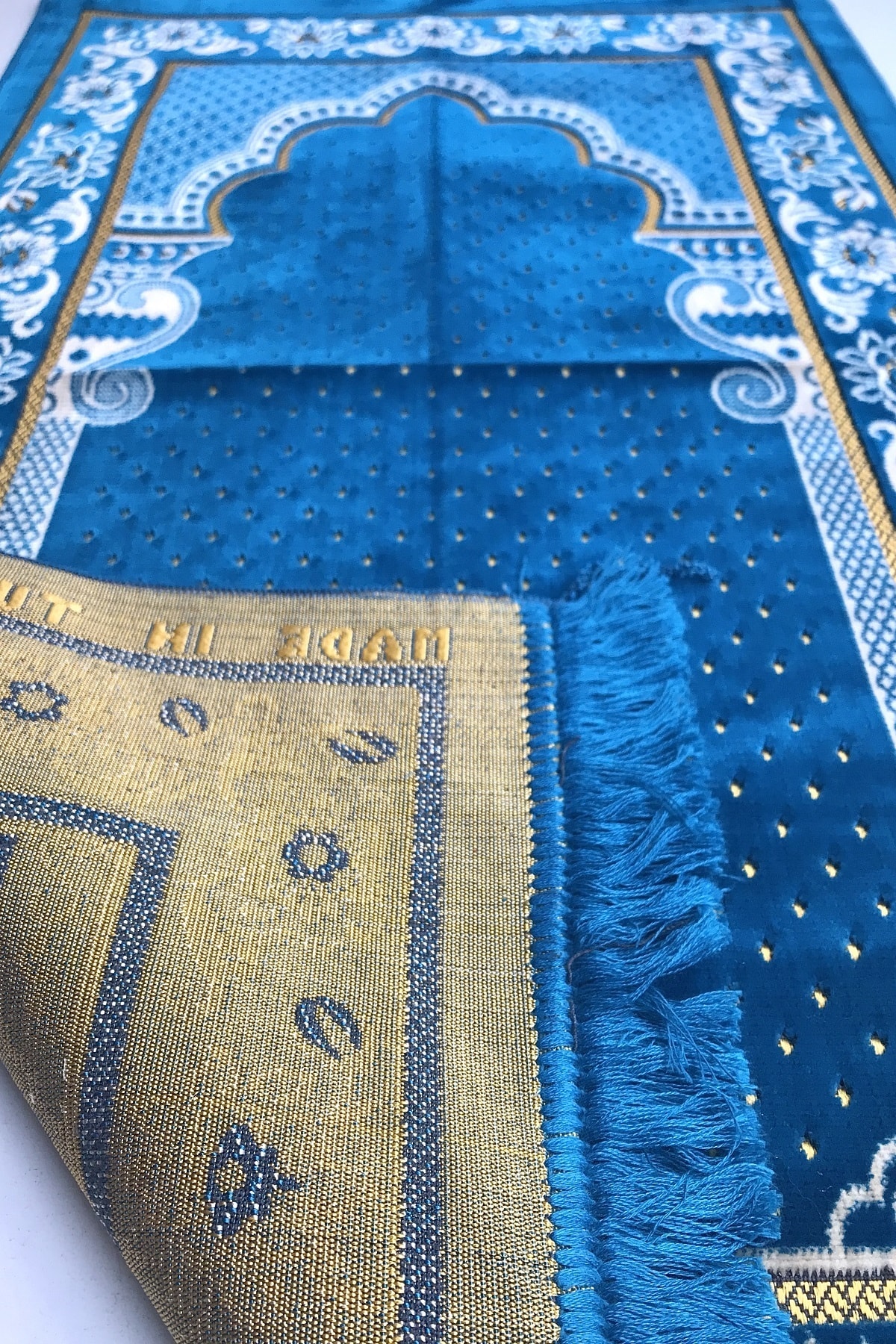 Düğün,nişan Bohçaları Için Lüks Dodya Kadife Seccade(Pudra,turkuaz),tesbih,takke