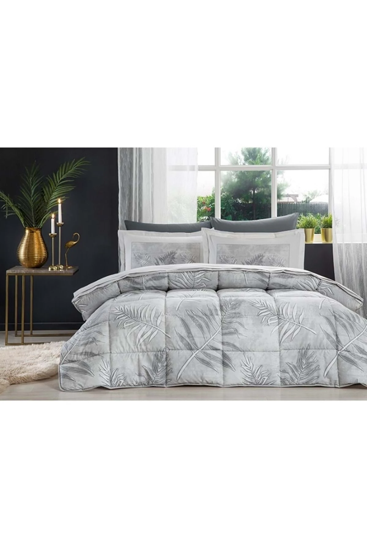 Frunze Çift Kişilik Uyku Seti - Gri