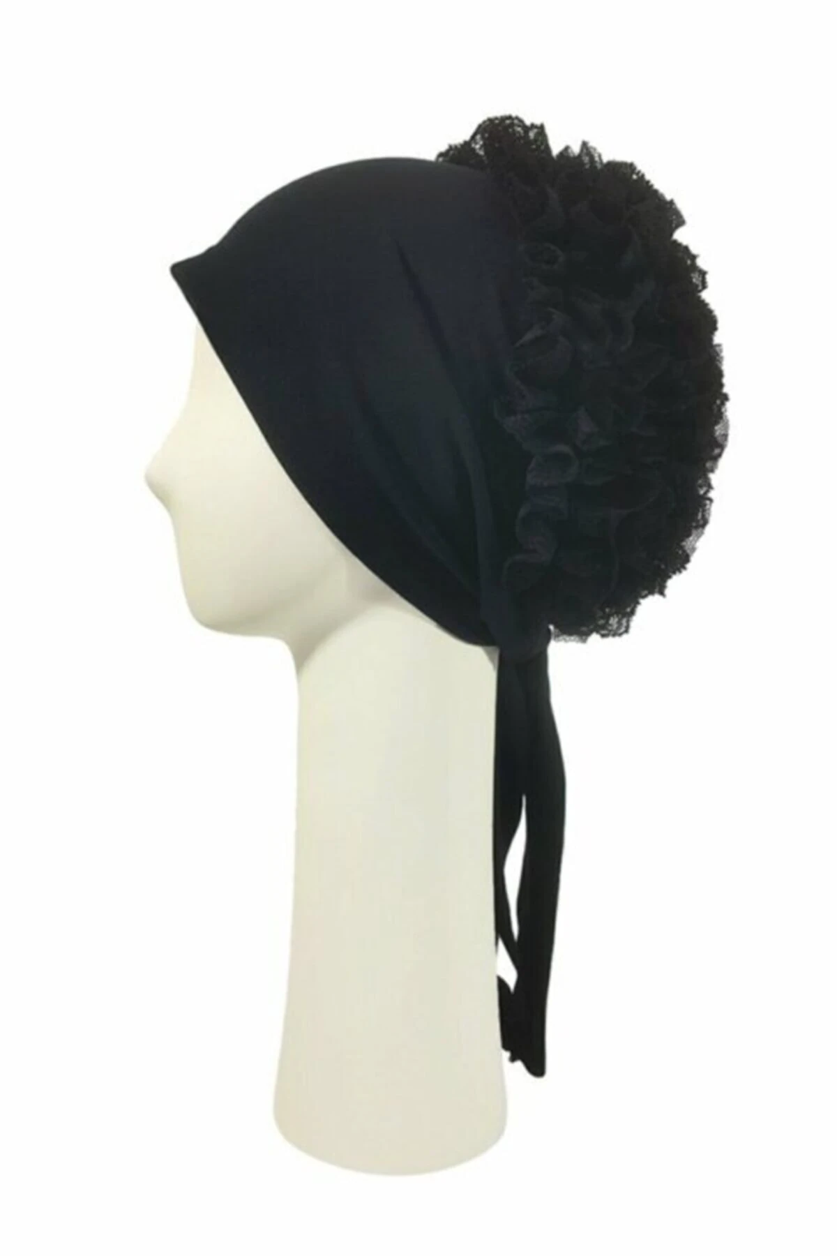 Dlr Ekol Topuz Dantelli Siyah Bone %100 Cotton
