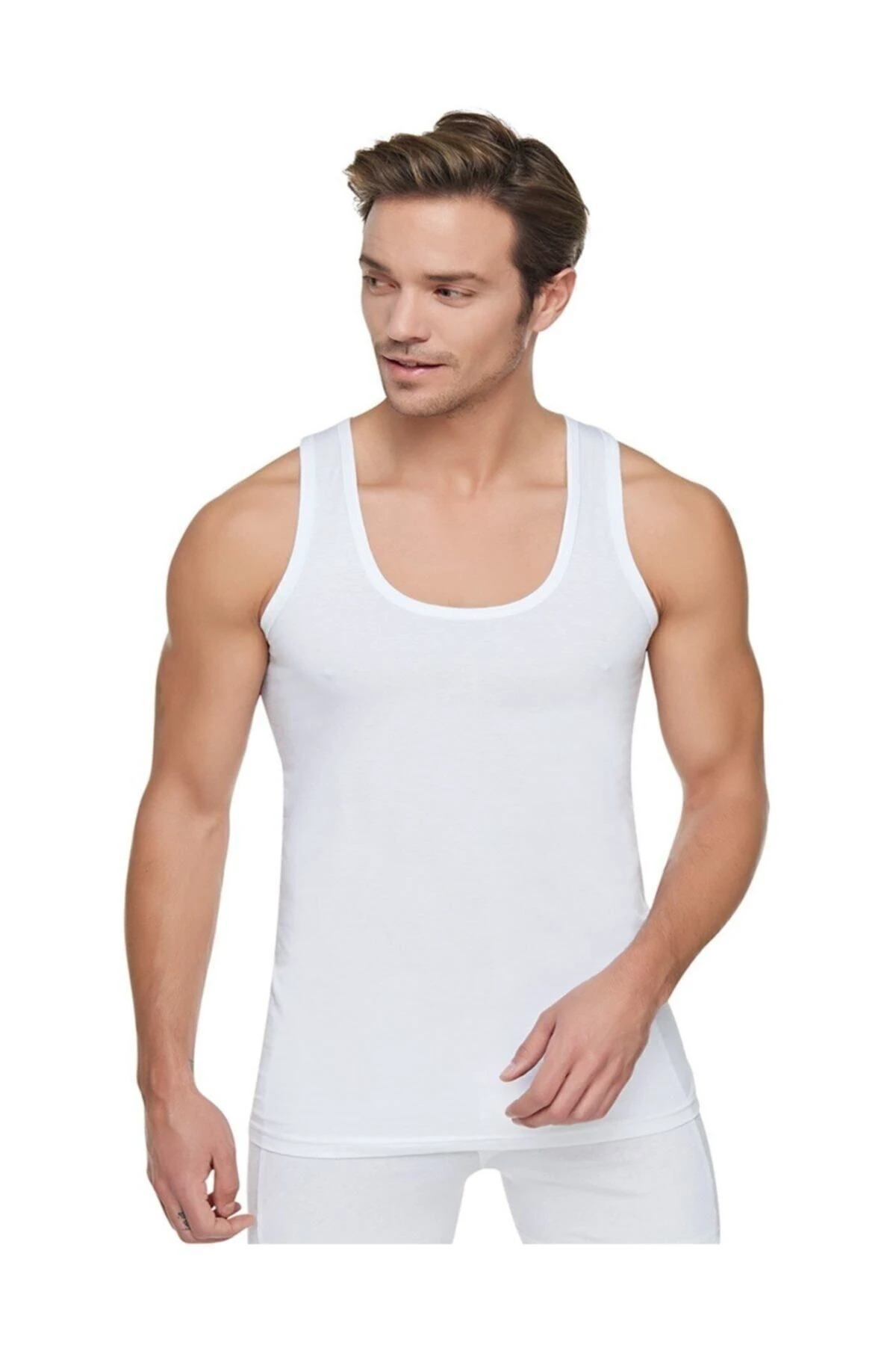 (3 ADET) %100 Pamuk Klasik Erkek Atlet Beyaz