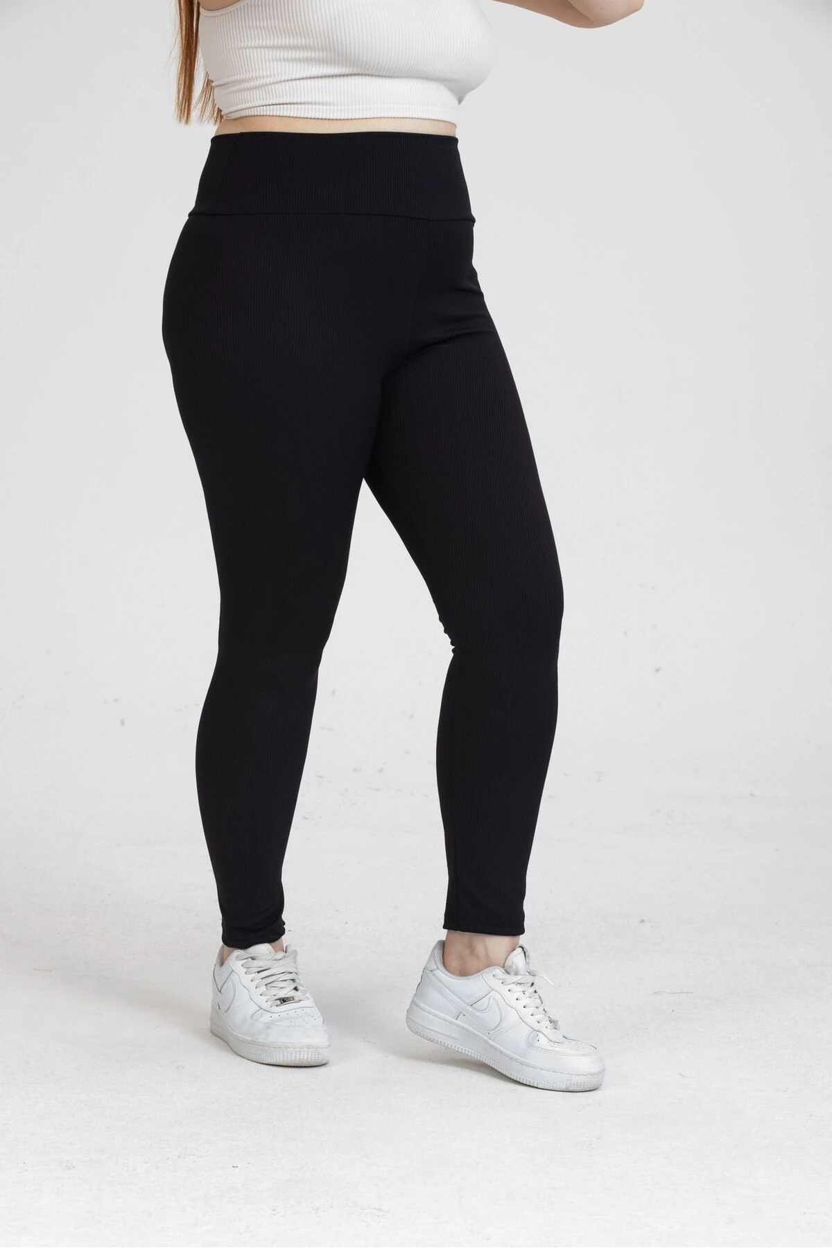 TİGERSS kadın buyuk beden yüksek bel toparlayıcı şardonlu fitilli tayt