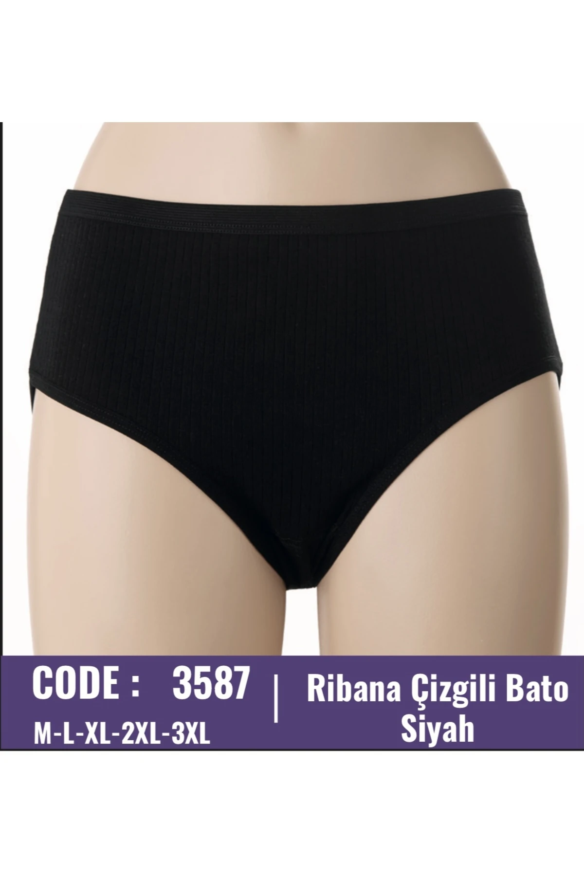 Kadın %100 Pamuk 6 Lı Paket Ribana Fitilli Yüksek Bel Bato Külot