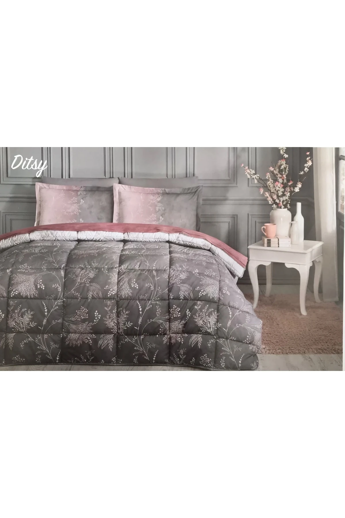 Ditsy Çift Kişilik Uyku Seti Mor